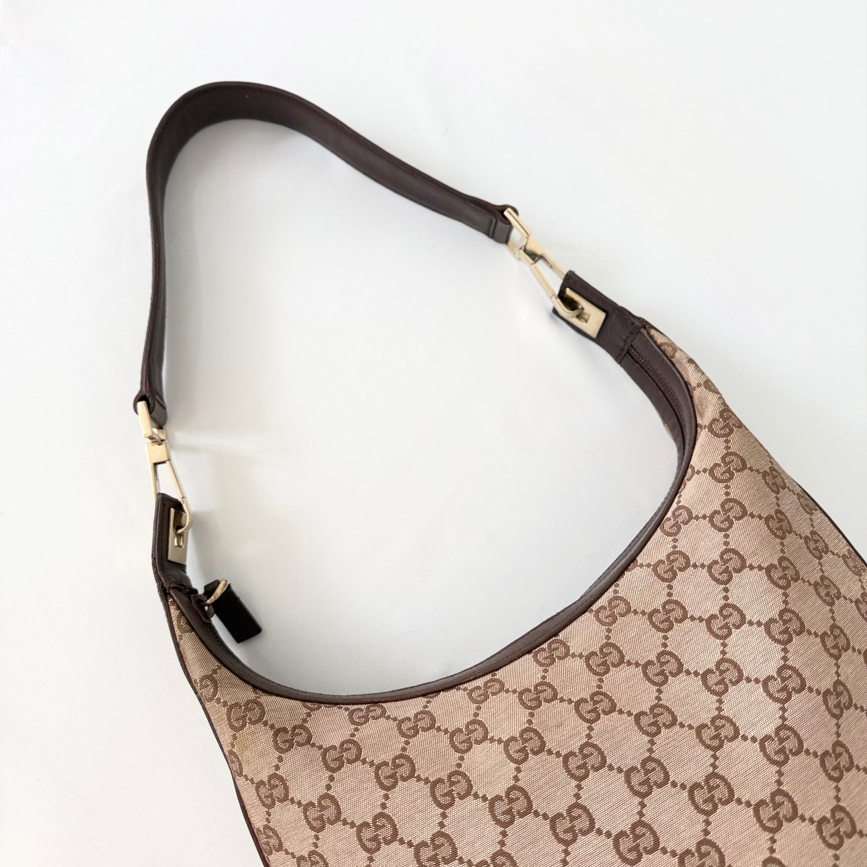 Gucci GG Brown Canvas Hobo Shoulder Bag