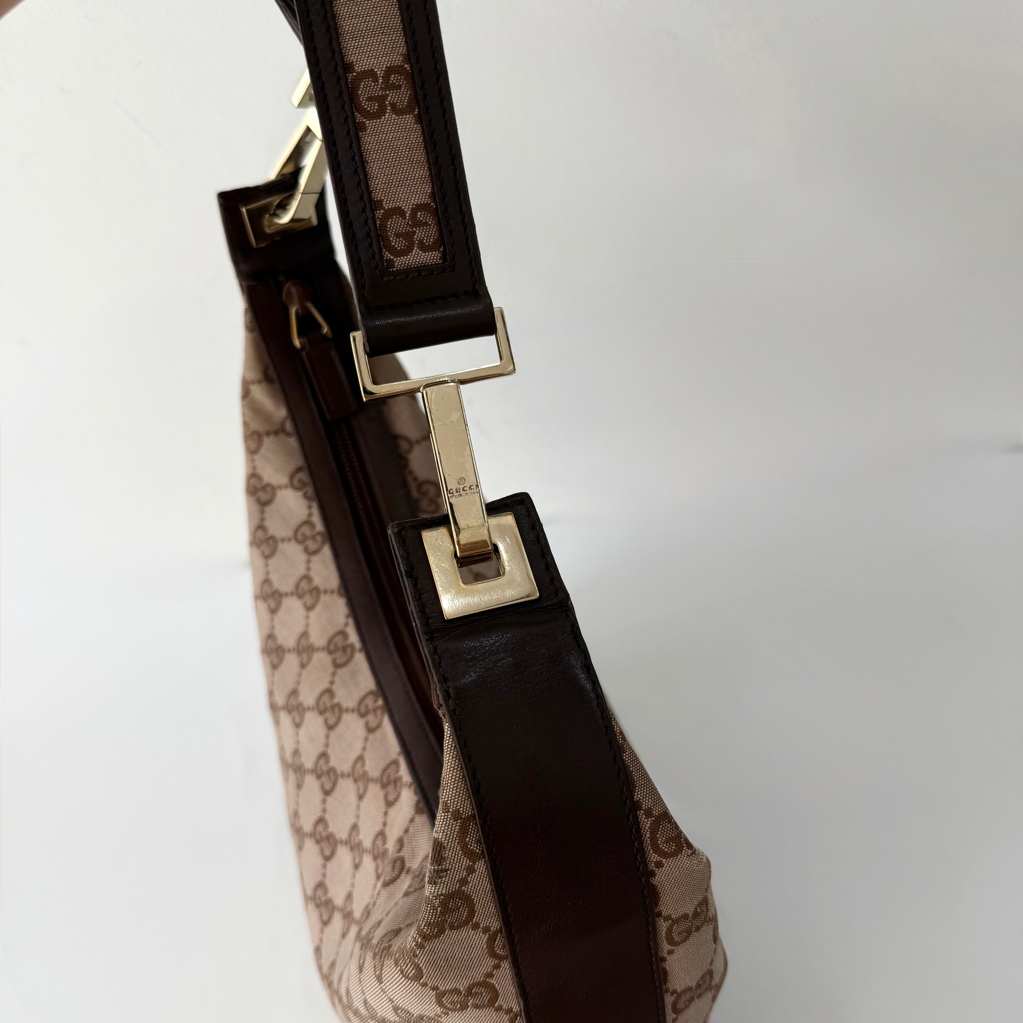 Gucci GG Brown Canvas Hobo Shoulder Bag