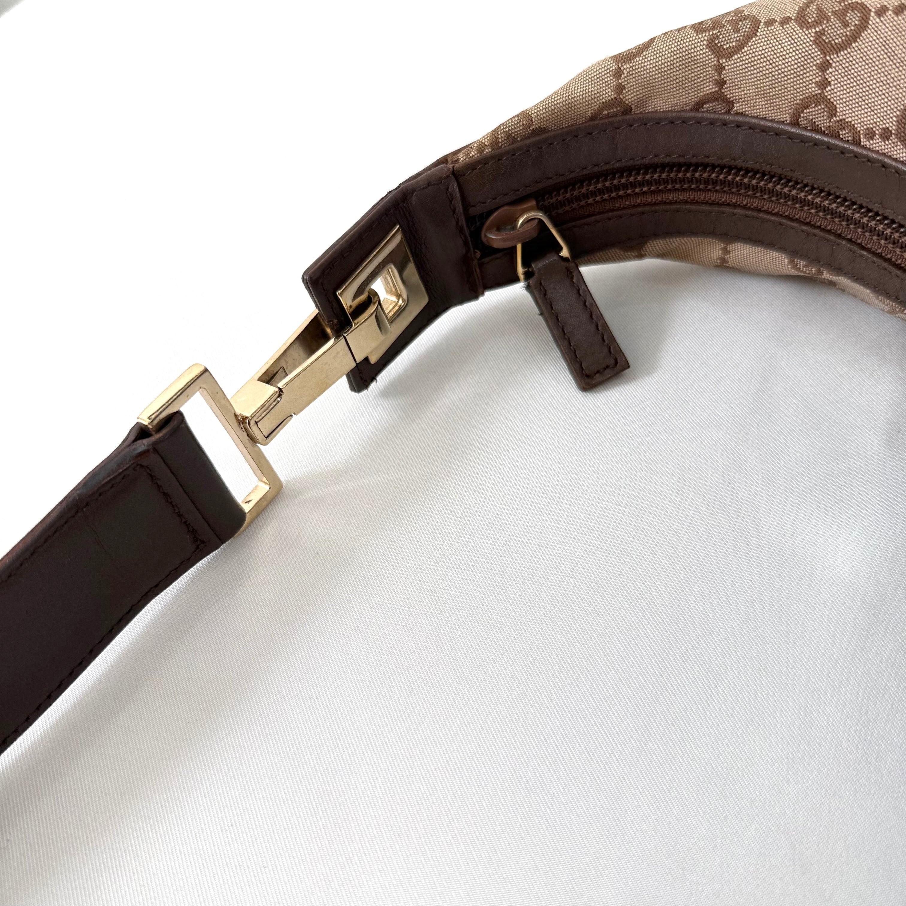 Gucci GG Brown Canvas Hobo Shoulder Bag