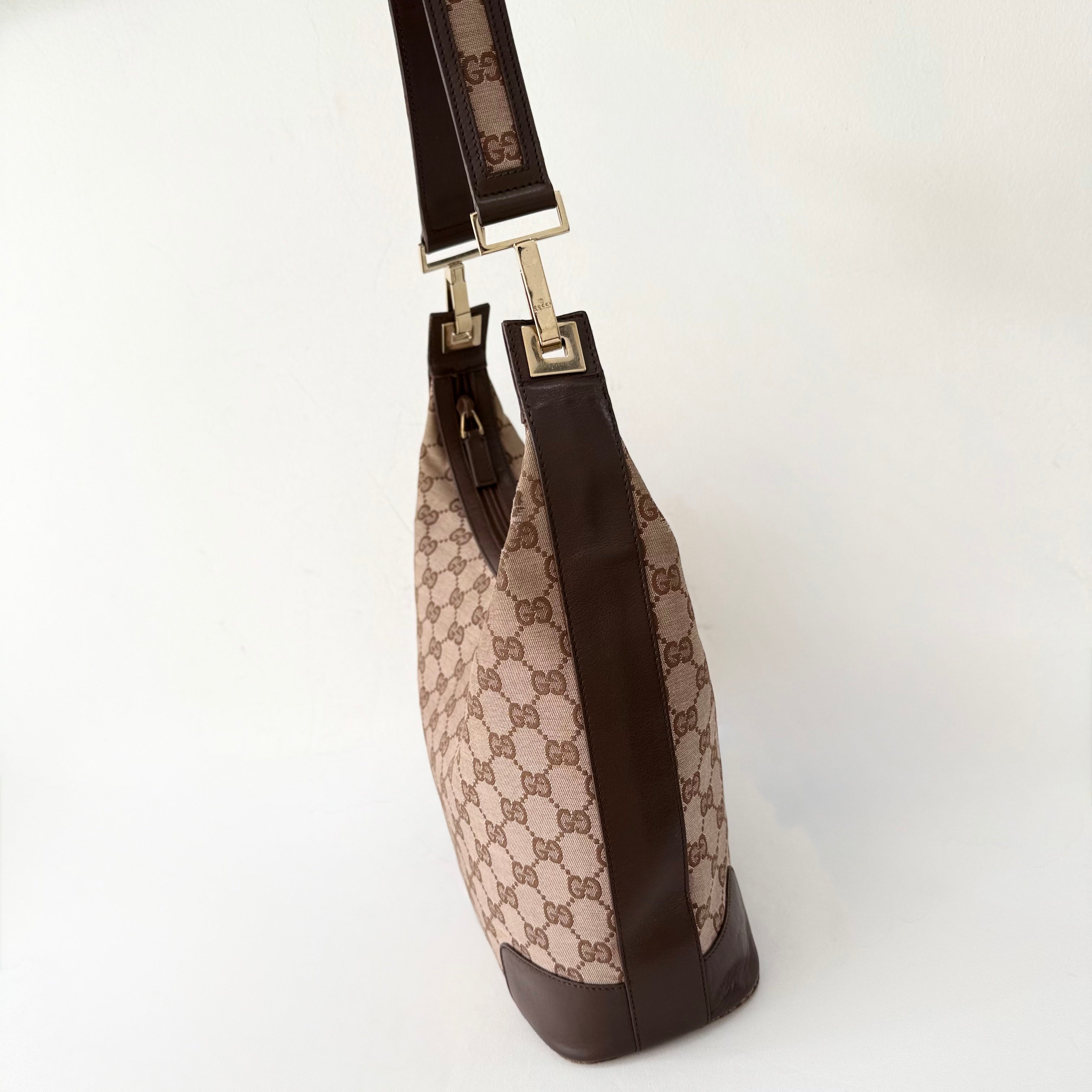 Gucci GG Brown Canvas Hobo Shoulder Bag