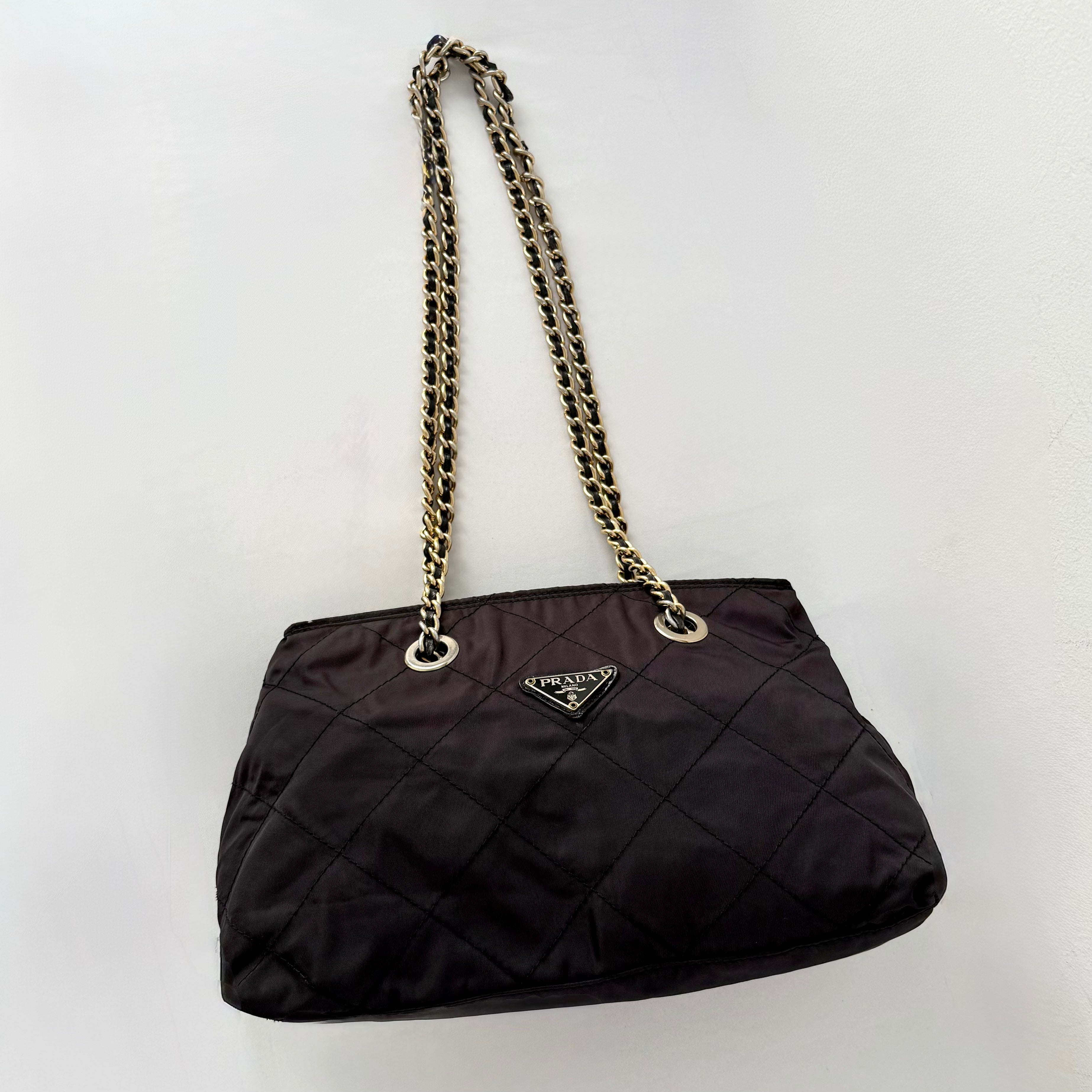 PRADA Quilted Tessuto Nylon Chain Shoulder Bag