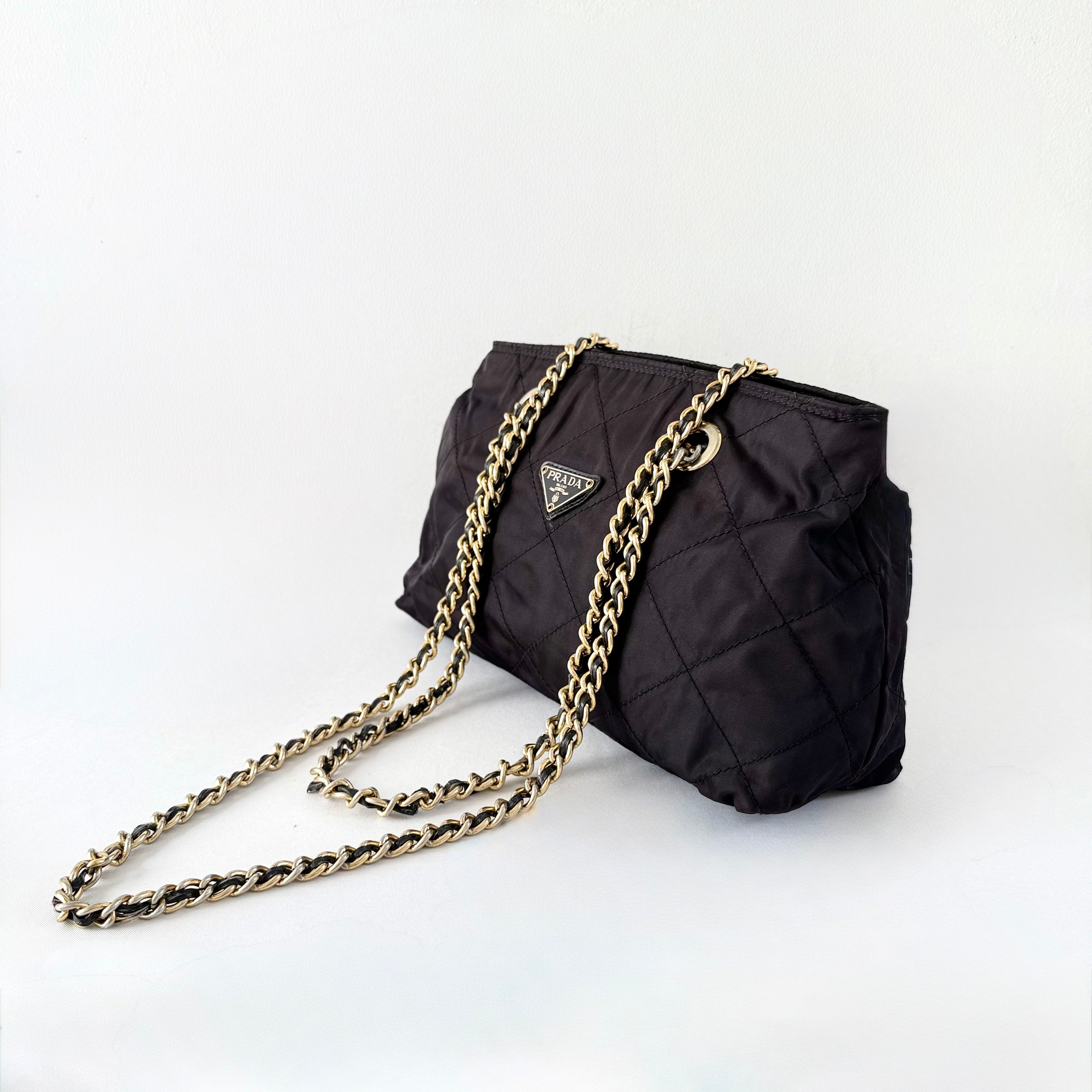 PRADA Quilted Tessuto Nylon Chain Shoulder Bag