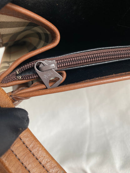 Burberry Nova Check Shoulder Bag Canvas Leather Beige Brown