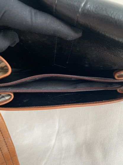 Burberry Nova Check Shoulder Bag Canvas Leather Beige Brown