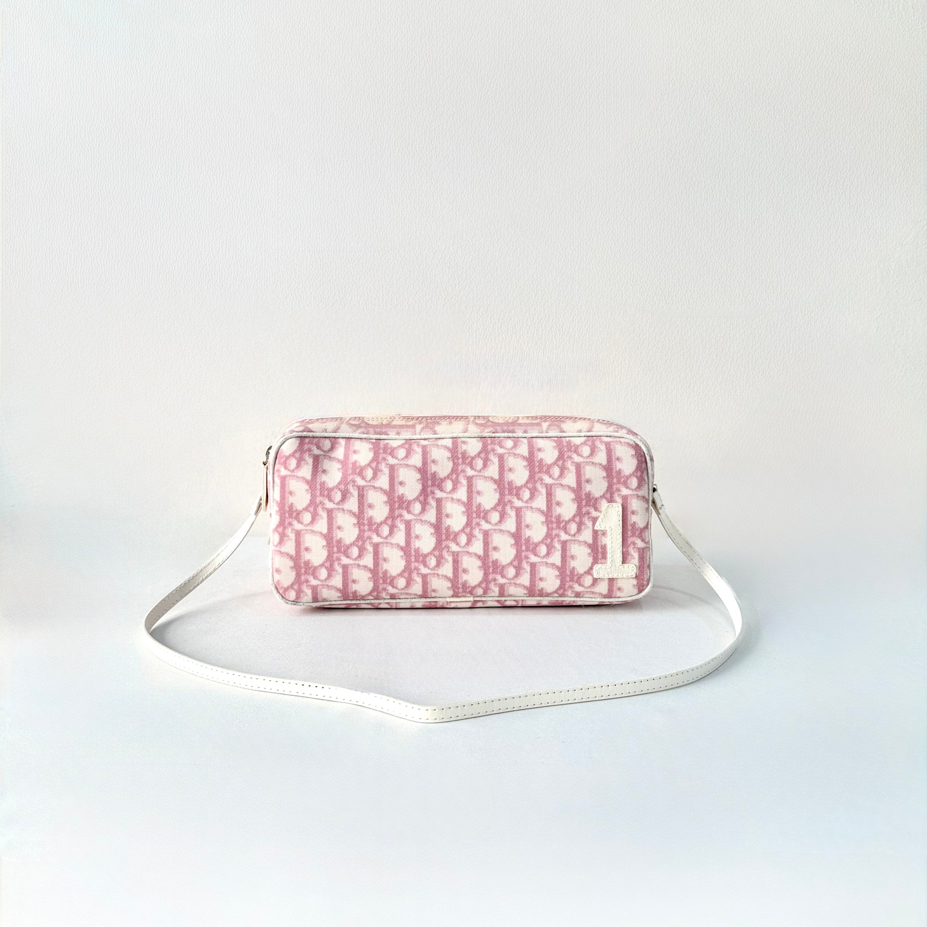 Christian Dior Girly Pink Trotter Monogram Shoulder Bag