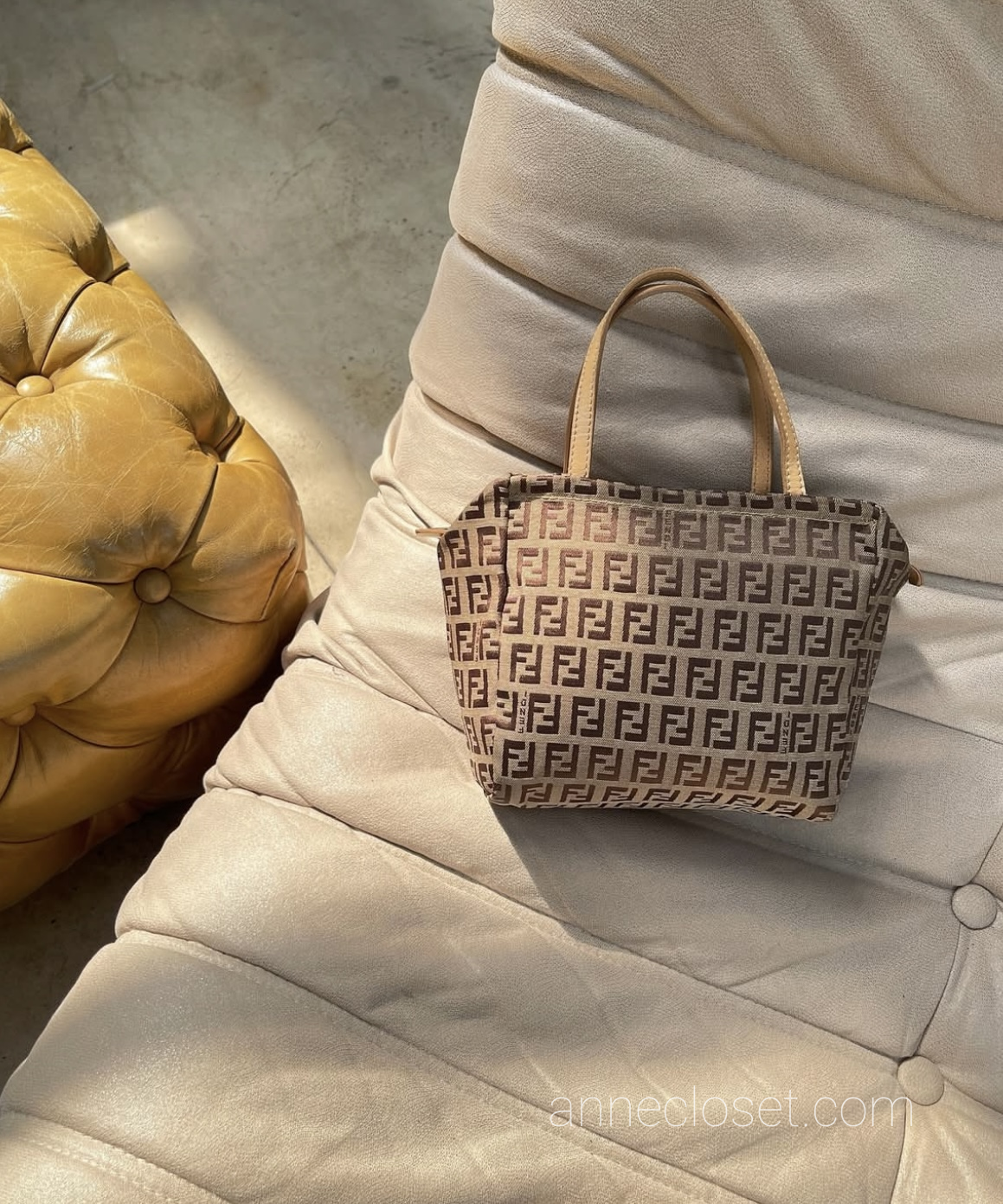 Fendi Vintage Brown Zucchino Canvas Handbag Brown