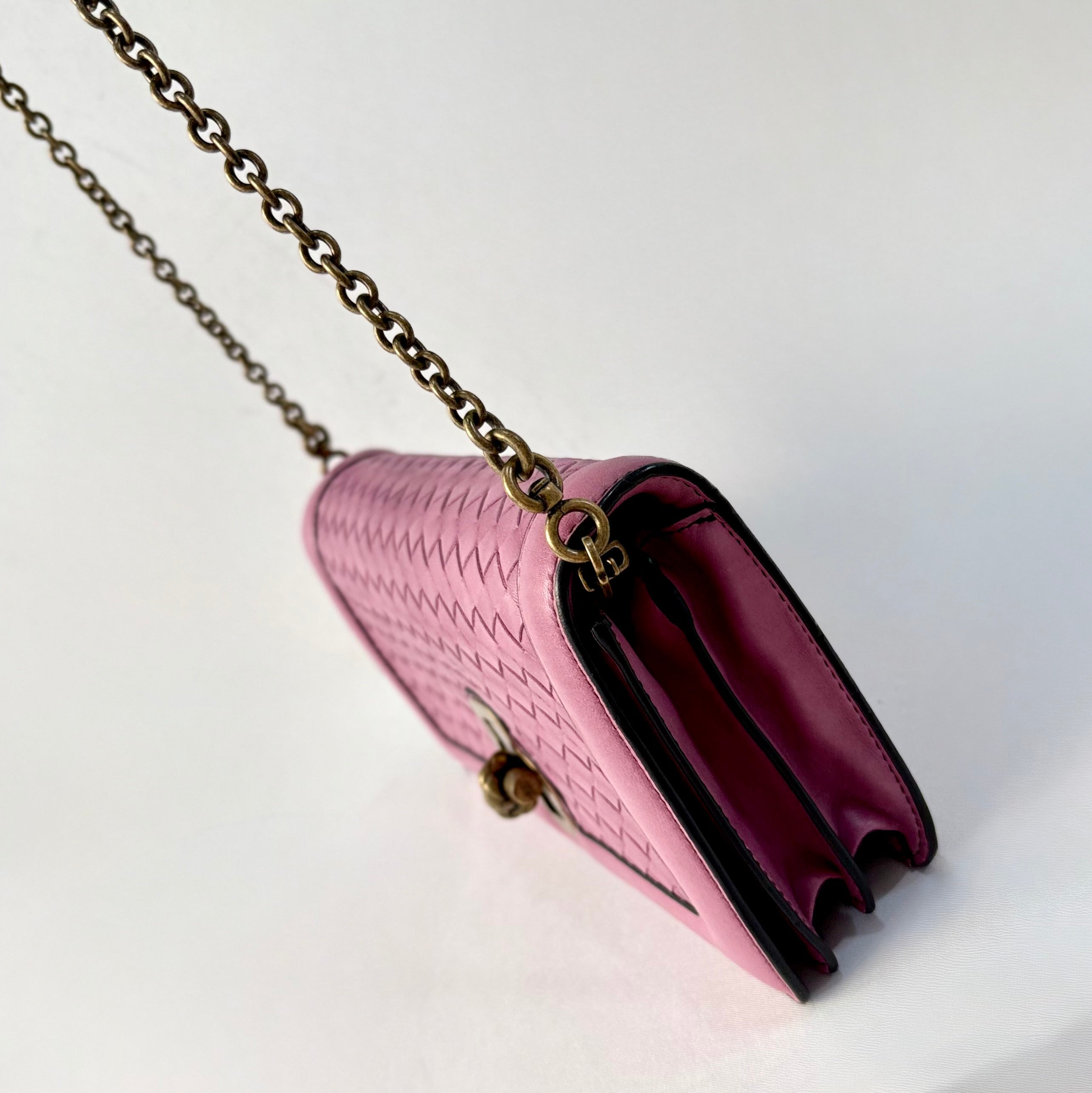 Bottega Veneta Pink Nappa Intrecciato Olimpia Knot Crossbody