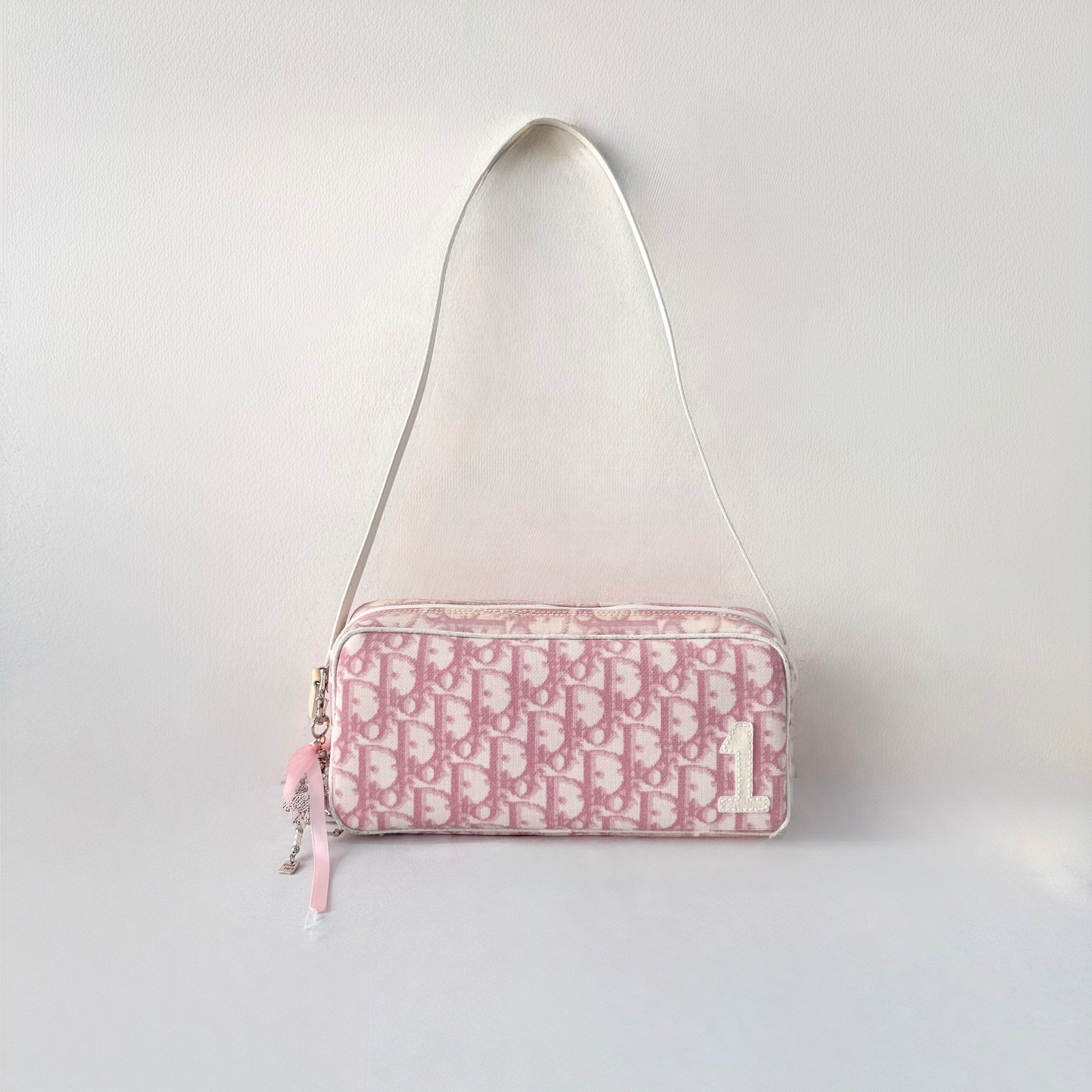 Christian Dior Girly Pink Trotter Monogram Shoulder Bag