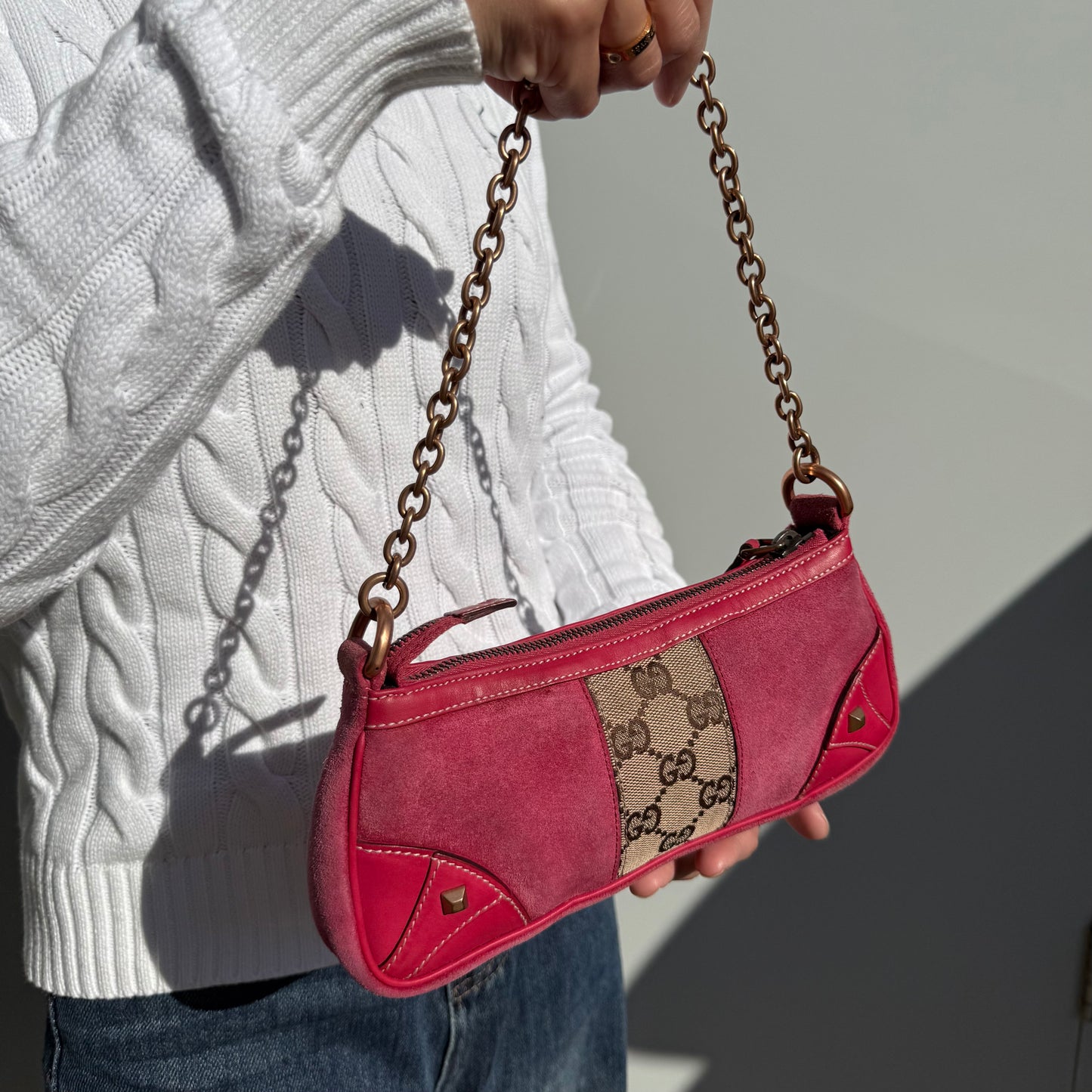 Gucci Suede Nailhead Pochette