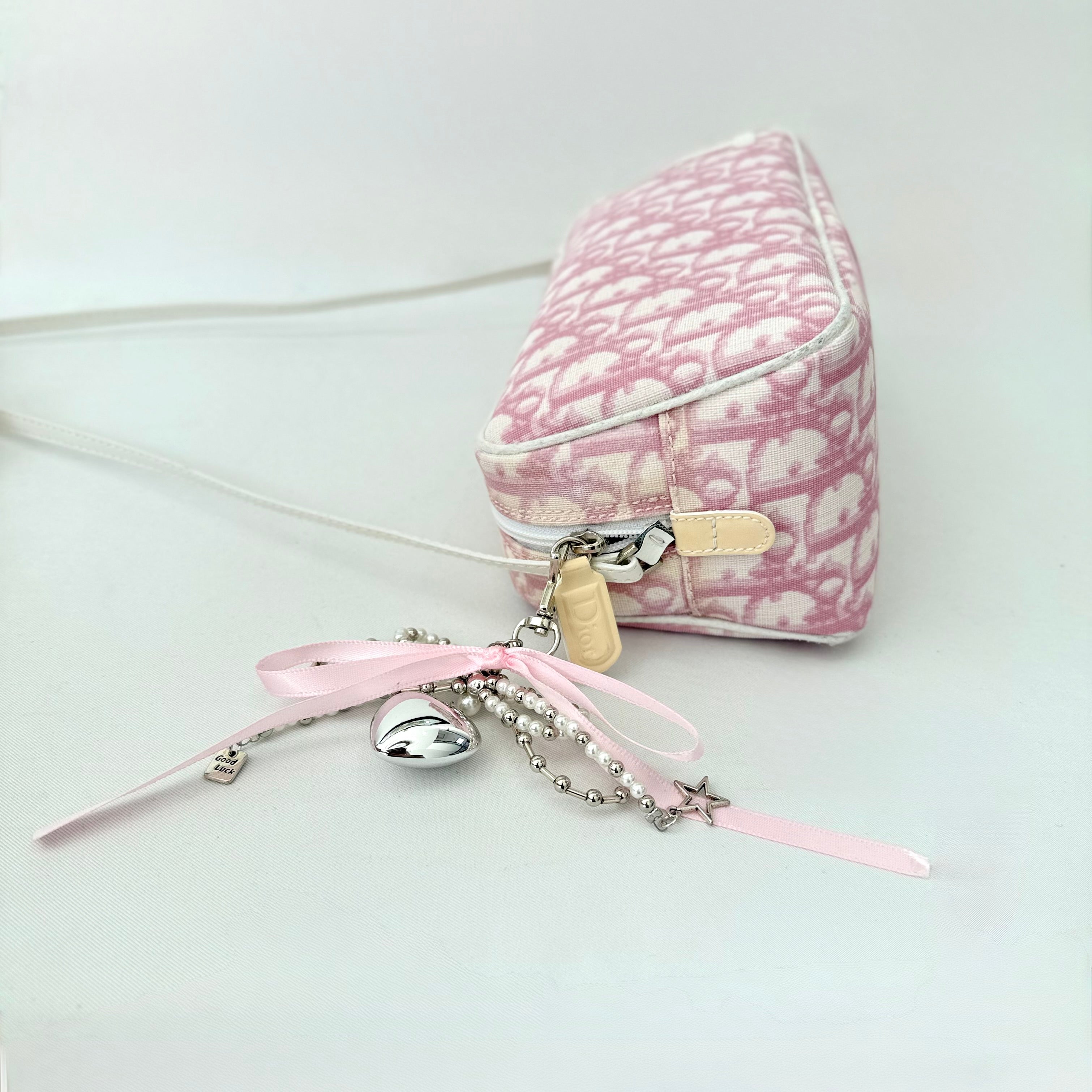 Christian Dior Girly Pink Trotter Monogram Shoulder Bag
