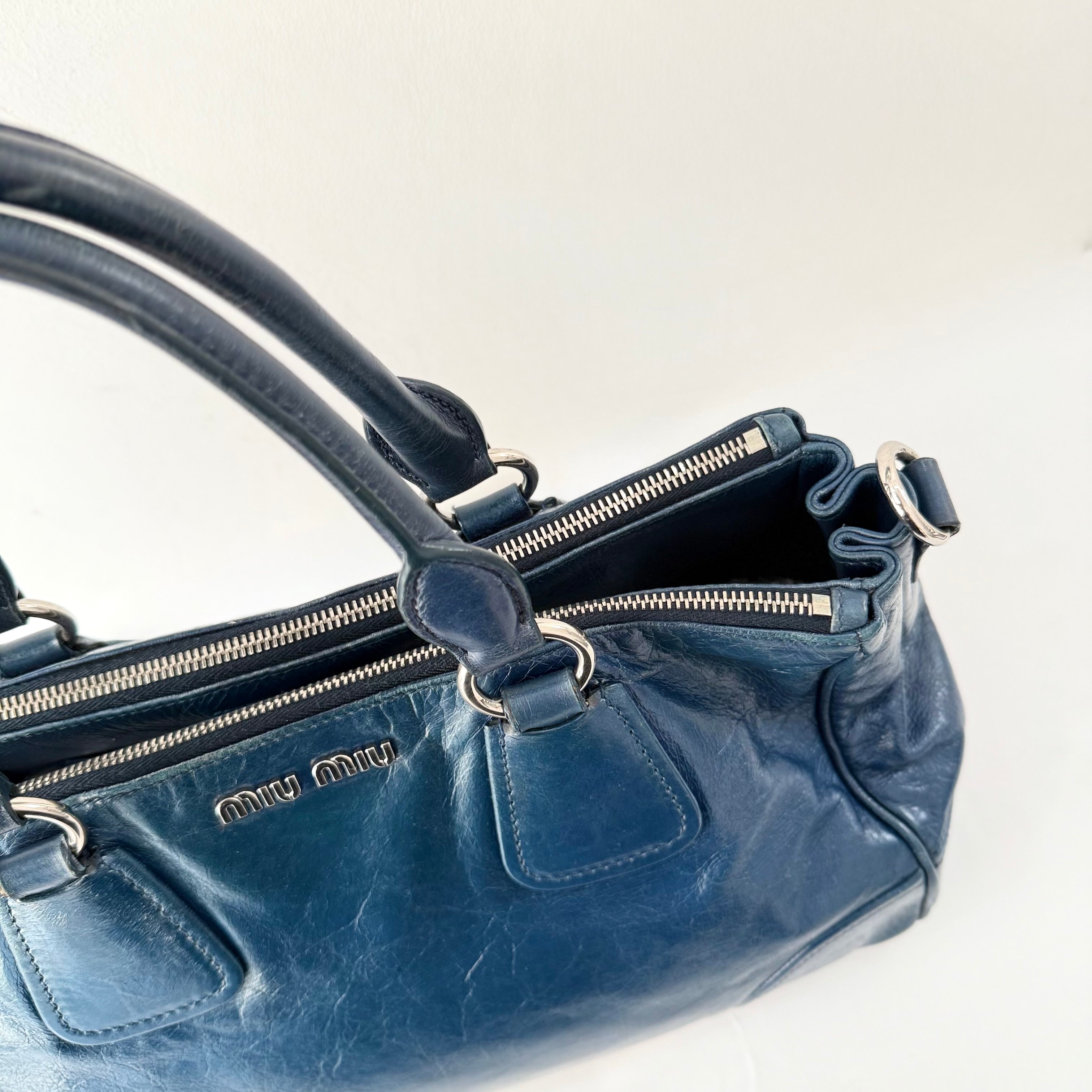 Miu Miu Double Zip Convertible Satchel Vitello Shine