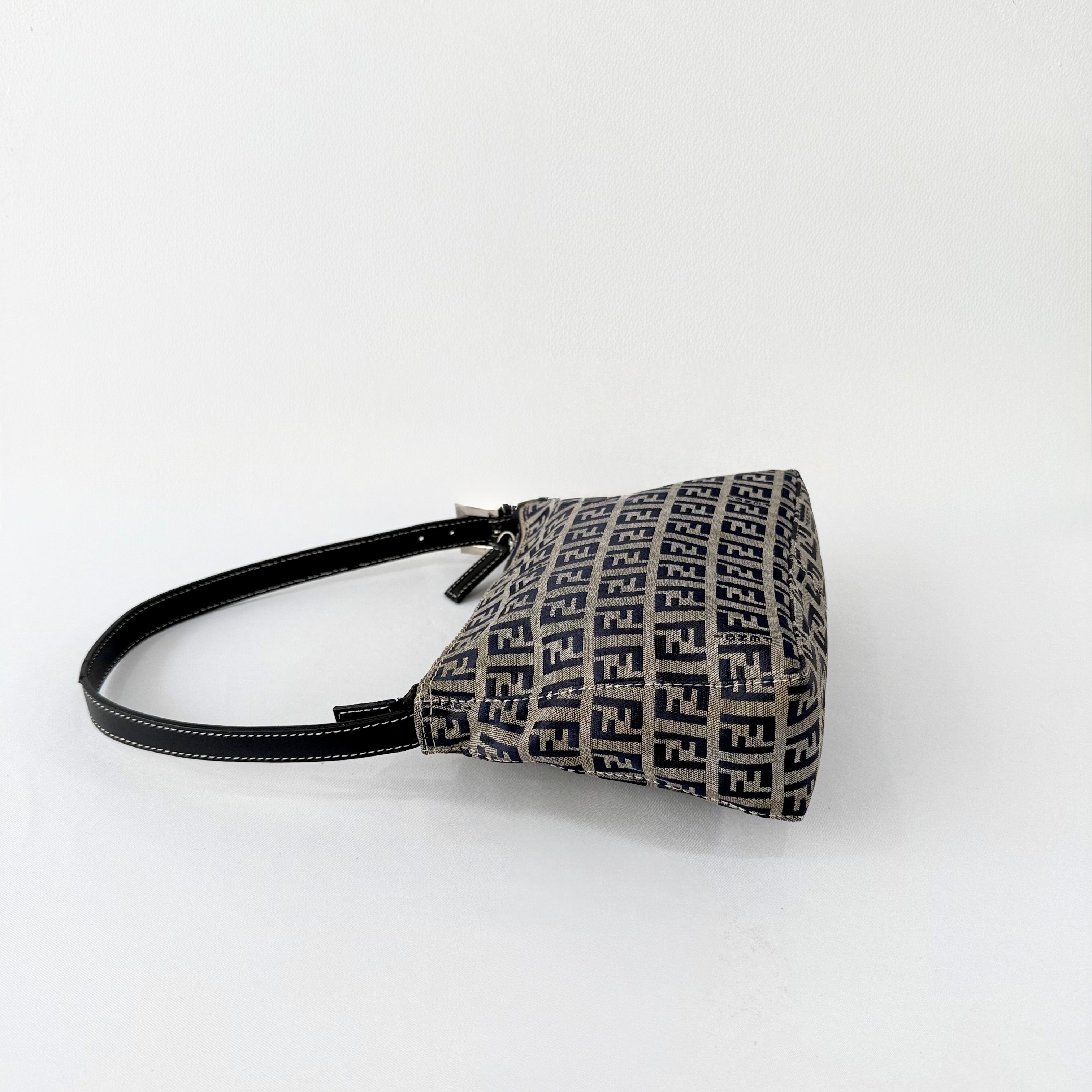 Fendi Navy & Grey Zucchino Mini Pochette Bag