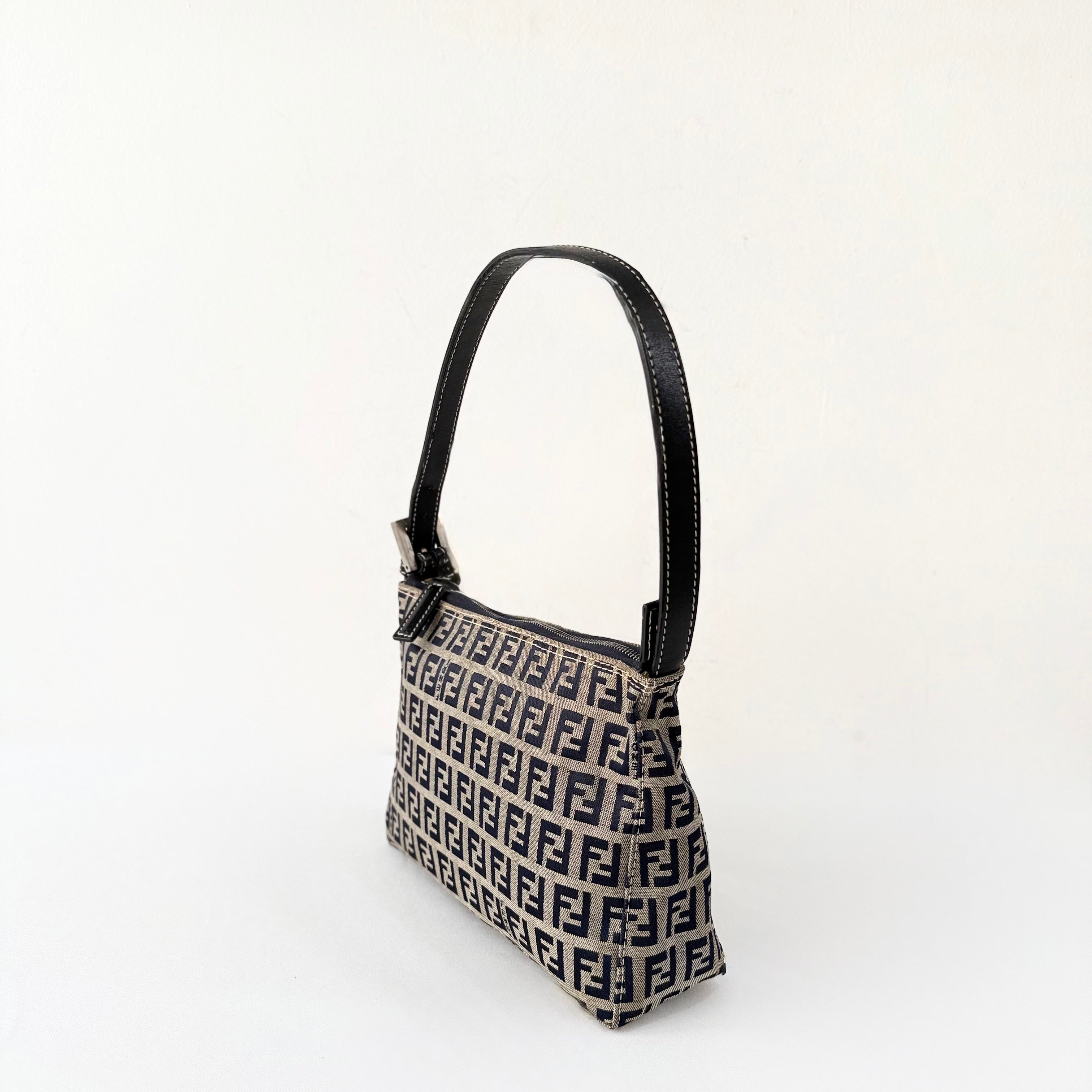 Fendi Navy & Grey Zucchino Mini Pochette Bag