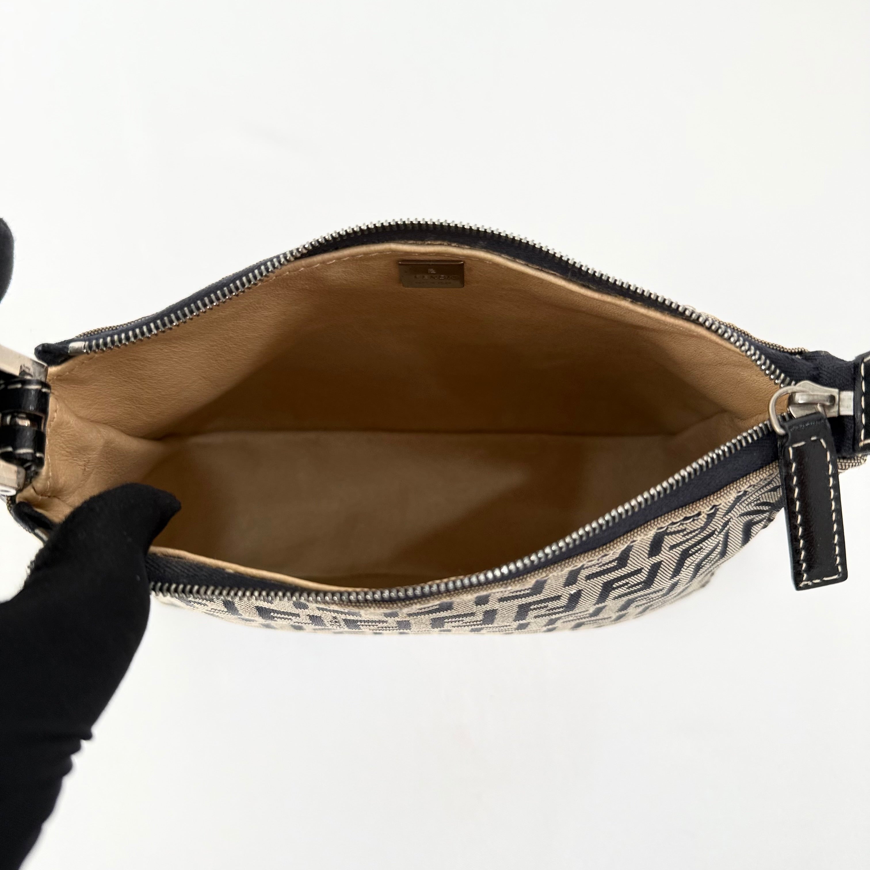 Fendi Navy & Grey Zucchino Mini Pochette Bag