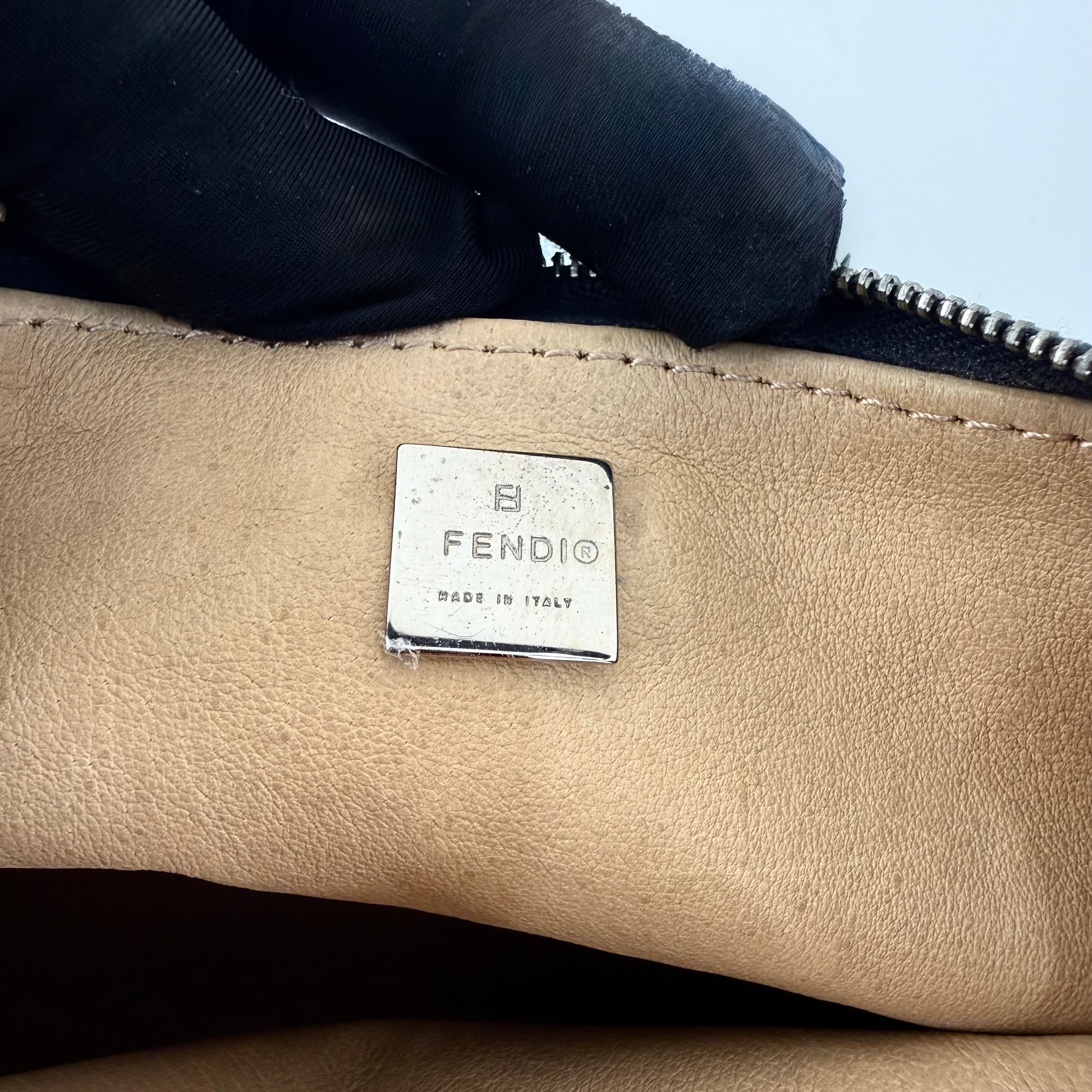 Fendi Navy & Grey Zucchino Mini Pochette Bag