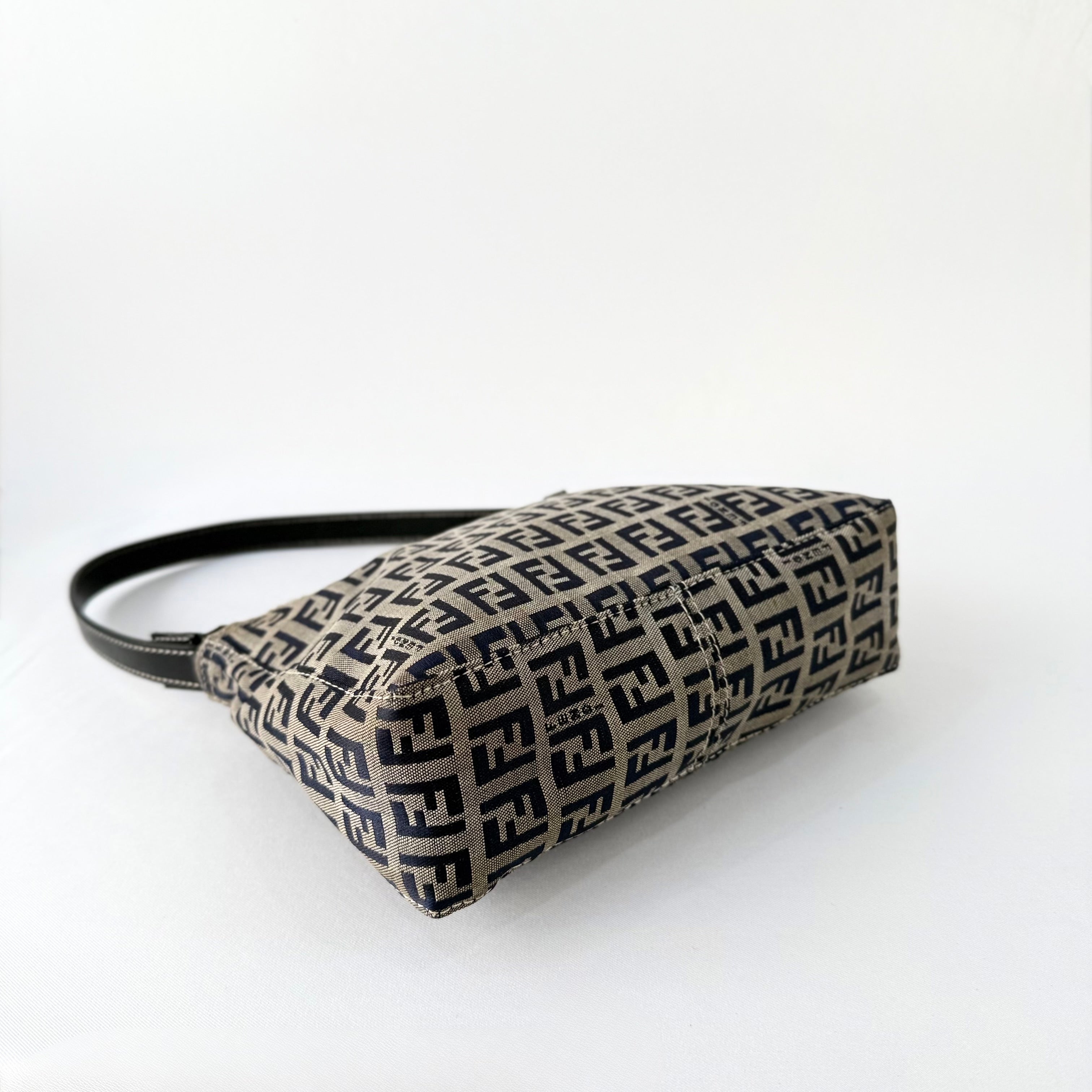 Fendi Navy & Grey Zucchino Mini Pochette Bag