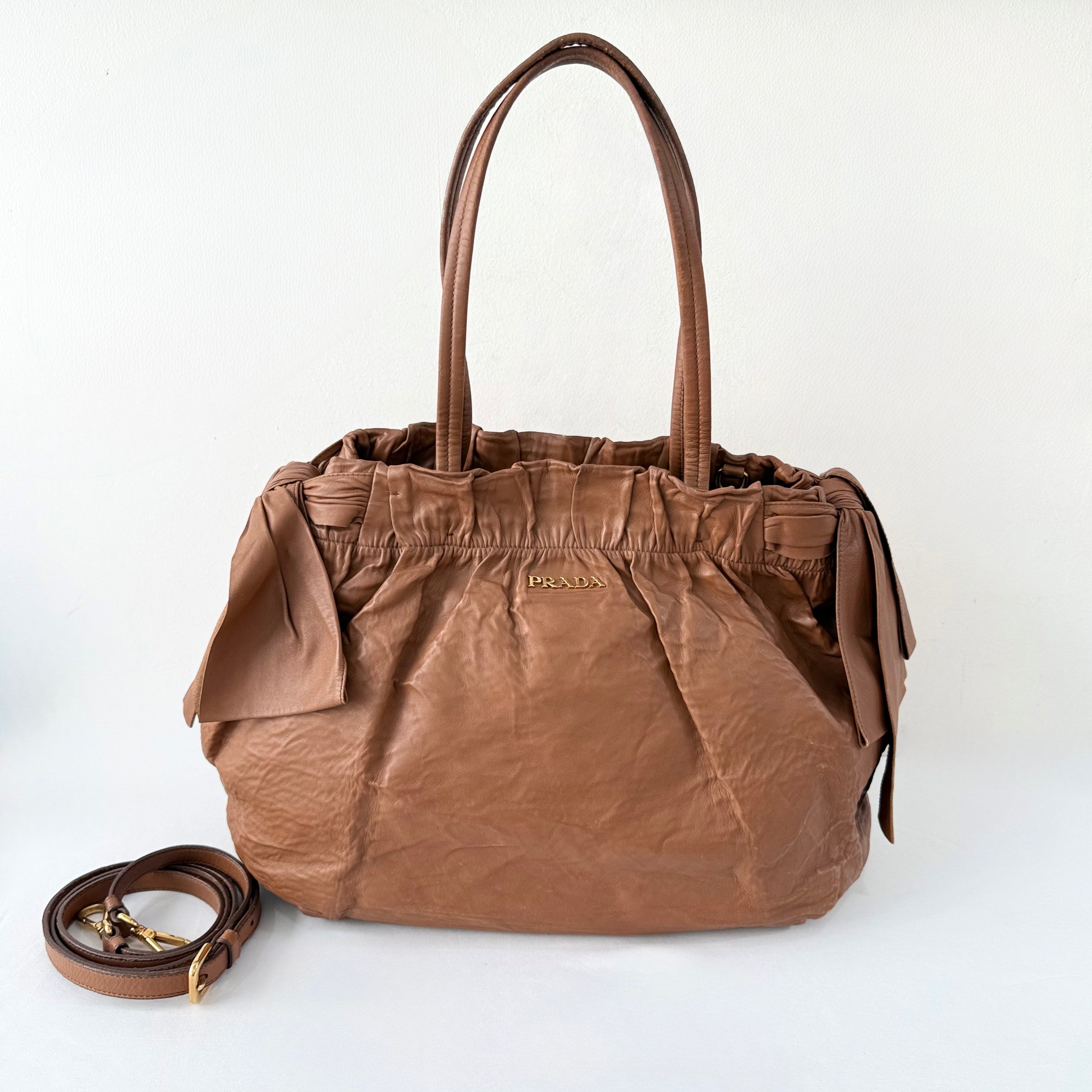 PRADA Nappa Leather Bow Satchel Bag