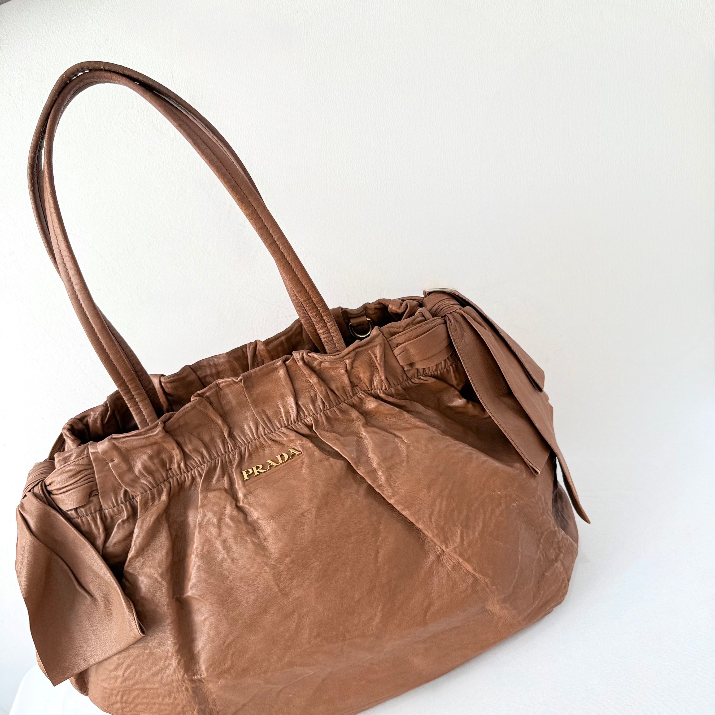 PRADA Nappa Leather Bow Satchel Bag