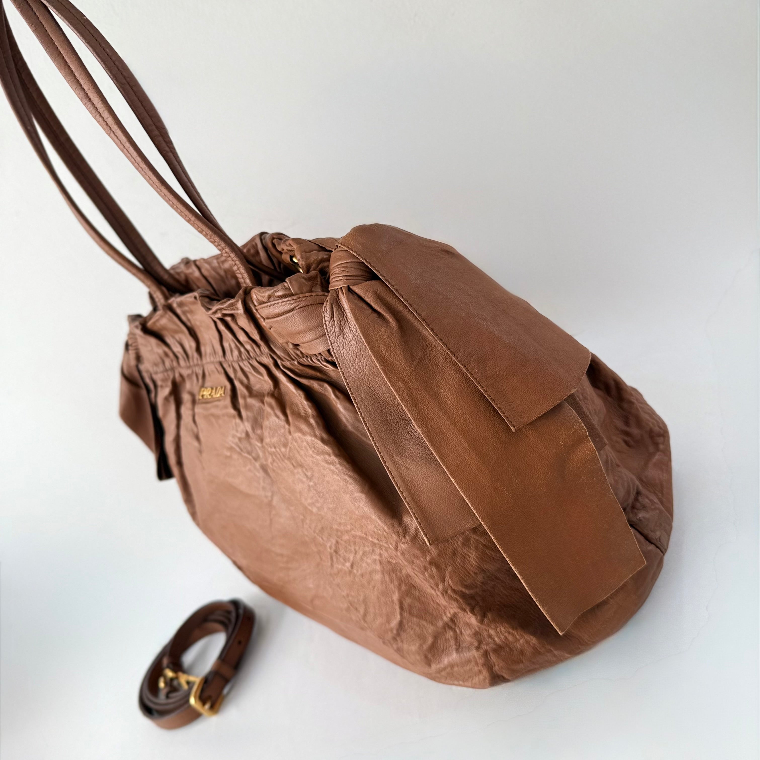 PRADA Nappa Leather Bow Satchel Bag