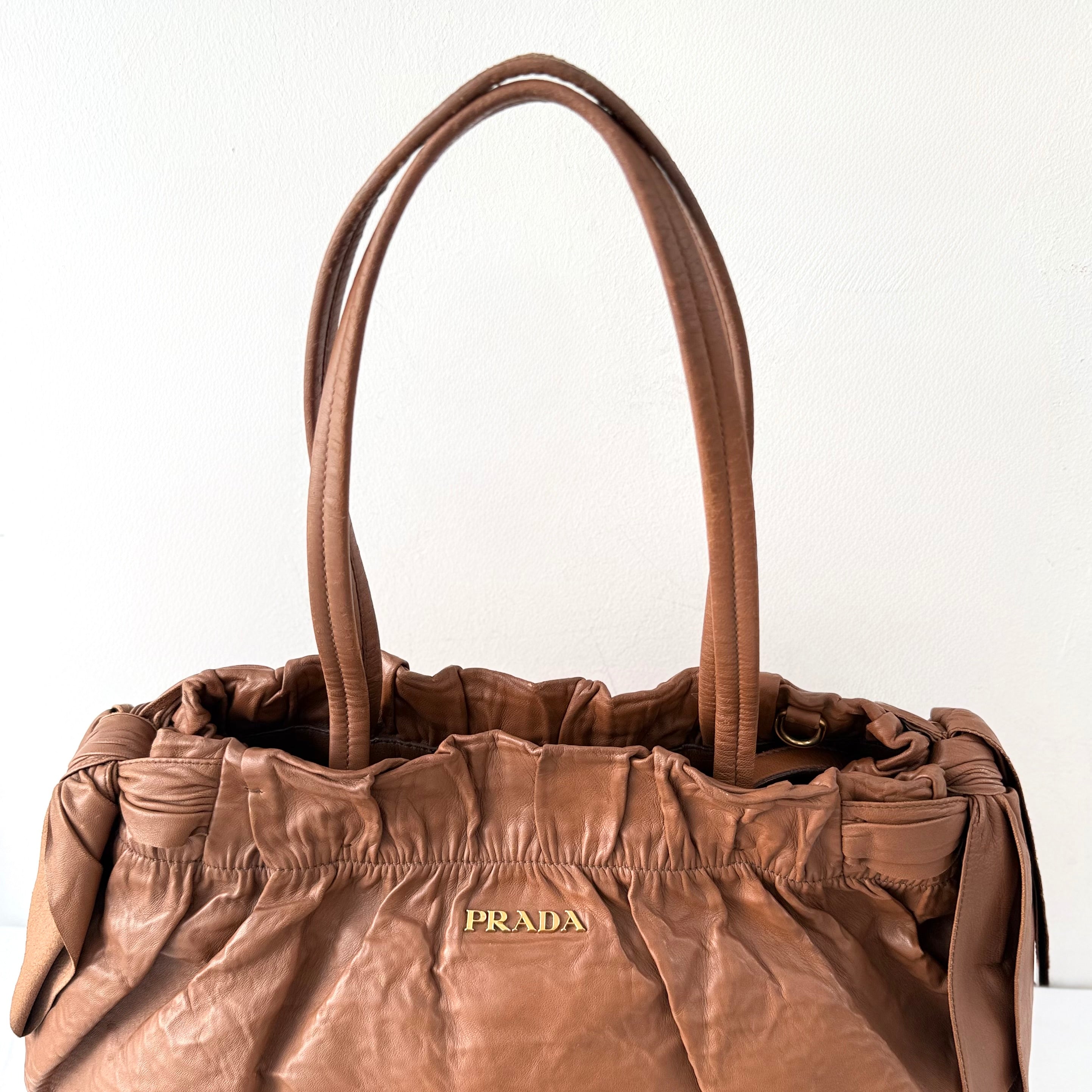 PRADA Nappa Leather Bow Satchel Bag