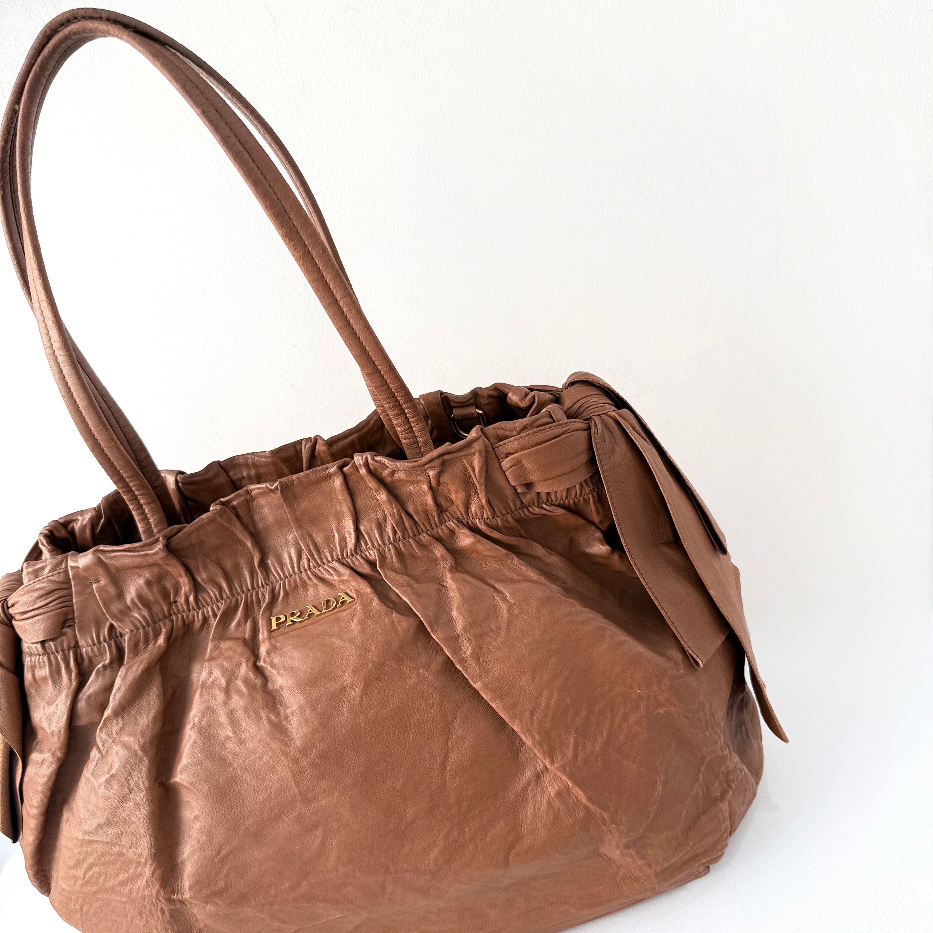 PRADA Nappa Leather Bow Satchel Bag