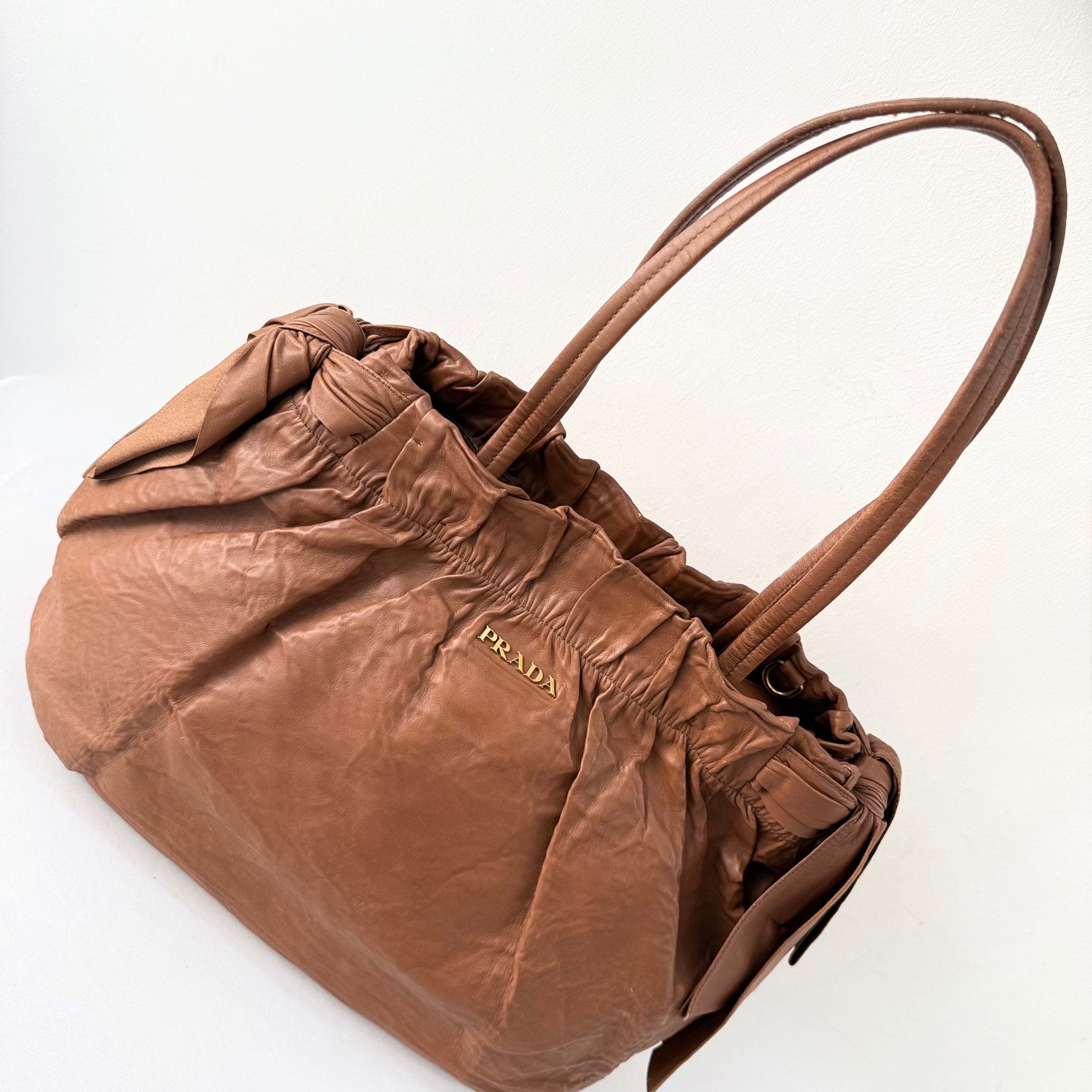 PRADA Nappa Leather Bow Satchel Bag