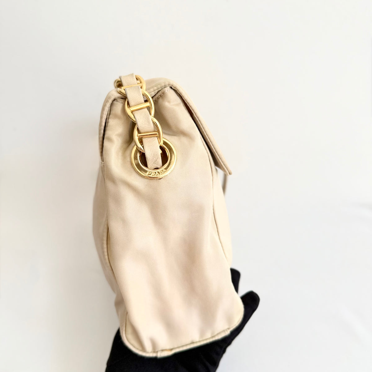 Prada Chain-Link Catena - Beige Crossbody Bag