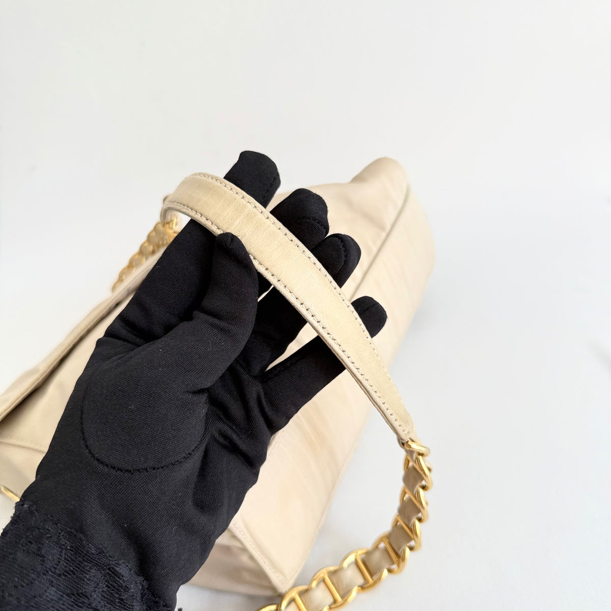 Prada Chain-Link Catena - Beige Crossbody Bag