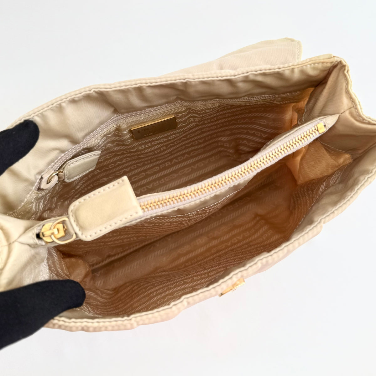 Prada Chain-Link Catena - Beige Crossbody Bag