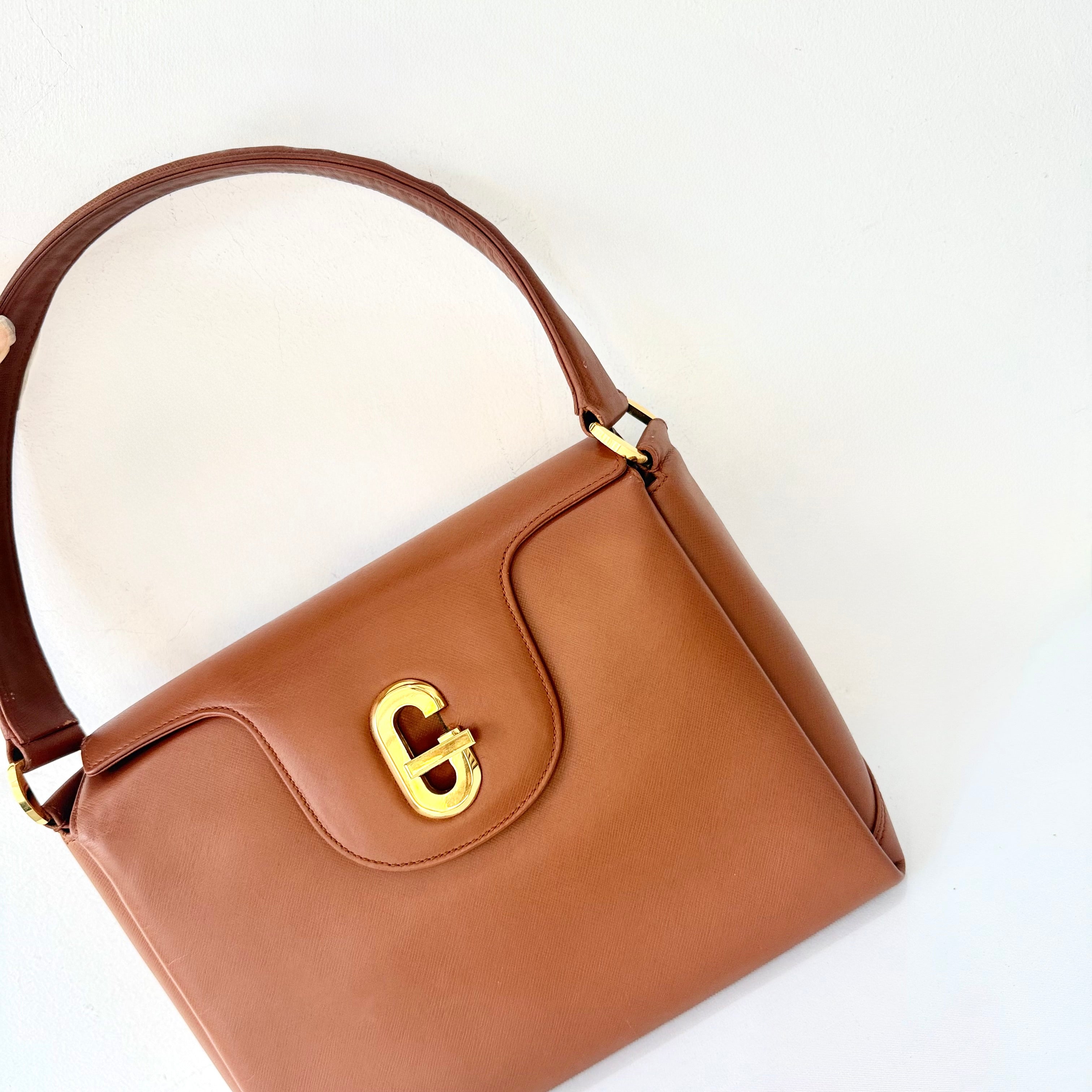 Gucci Vintage Brown Leather Turnlock Bag