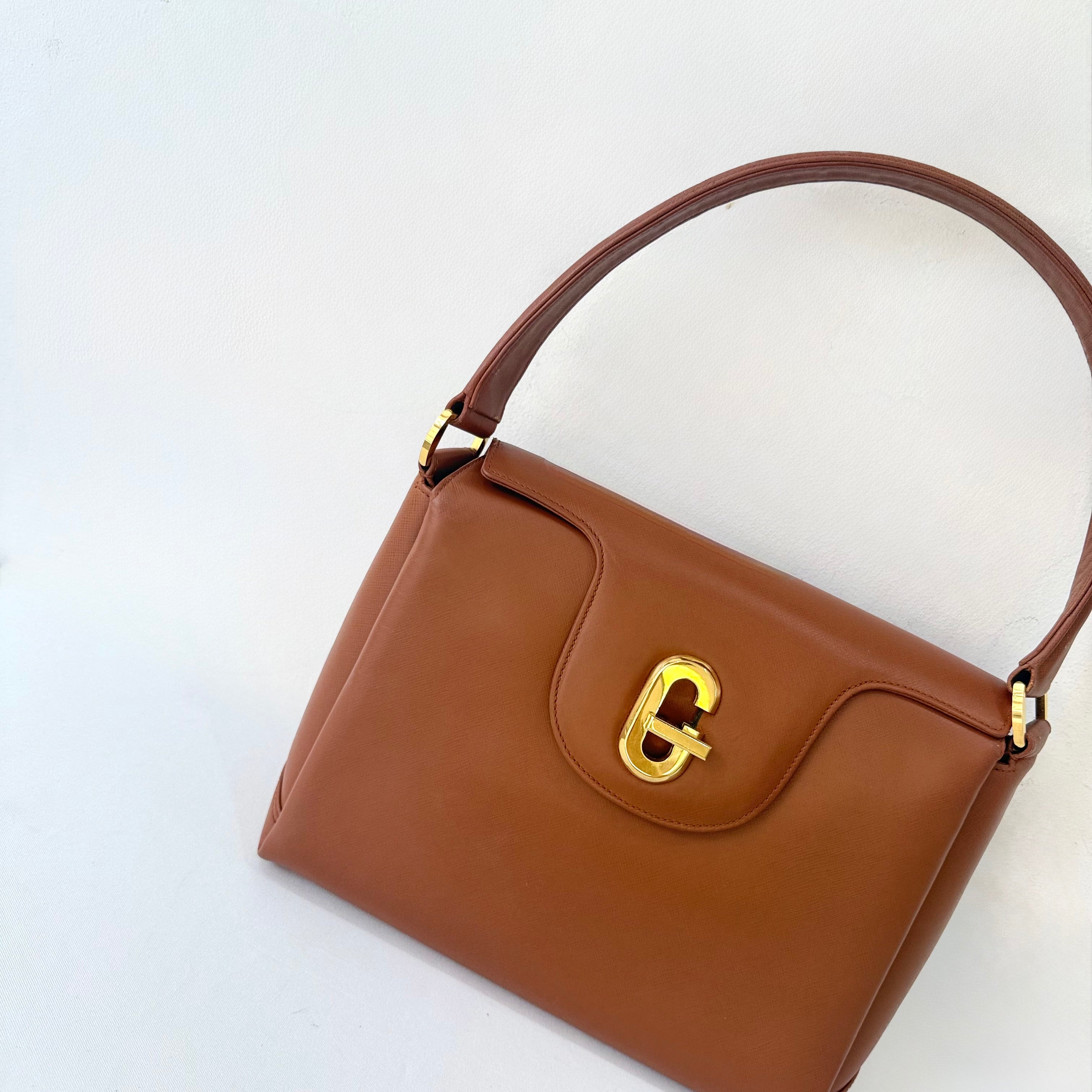 Gucci Vintage Brown Leather Turnlock Bag