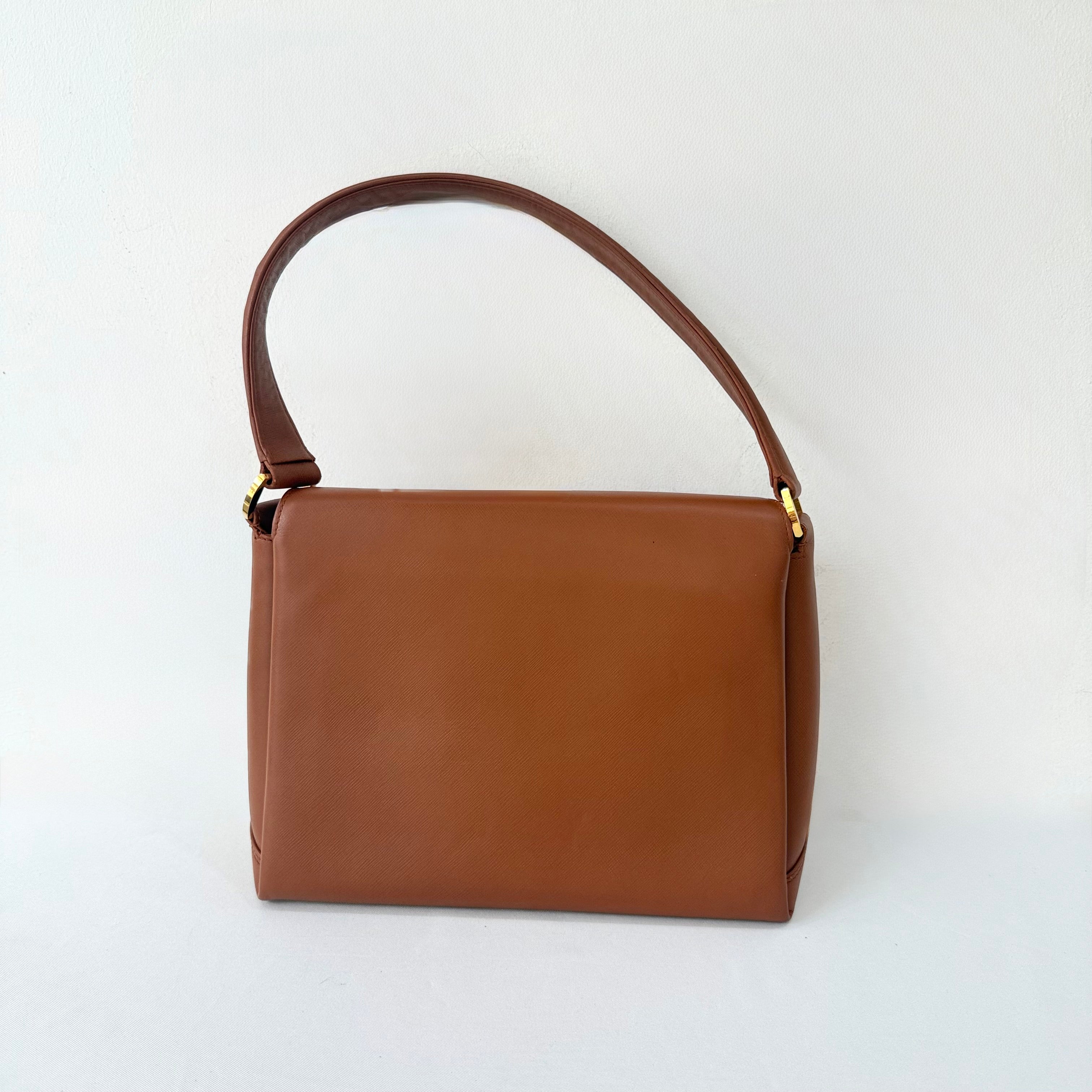 Gucci Vintage Brown Leather Turnlock Bag