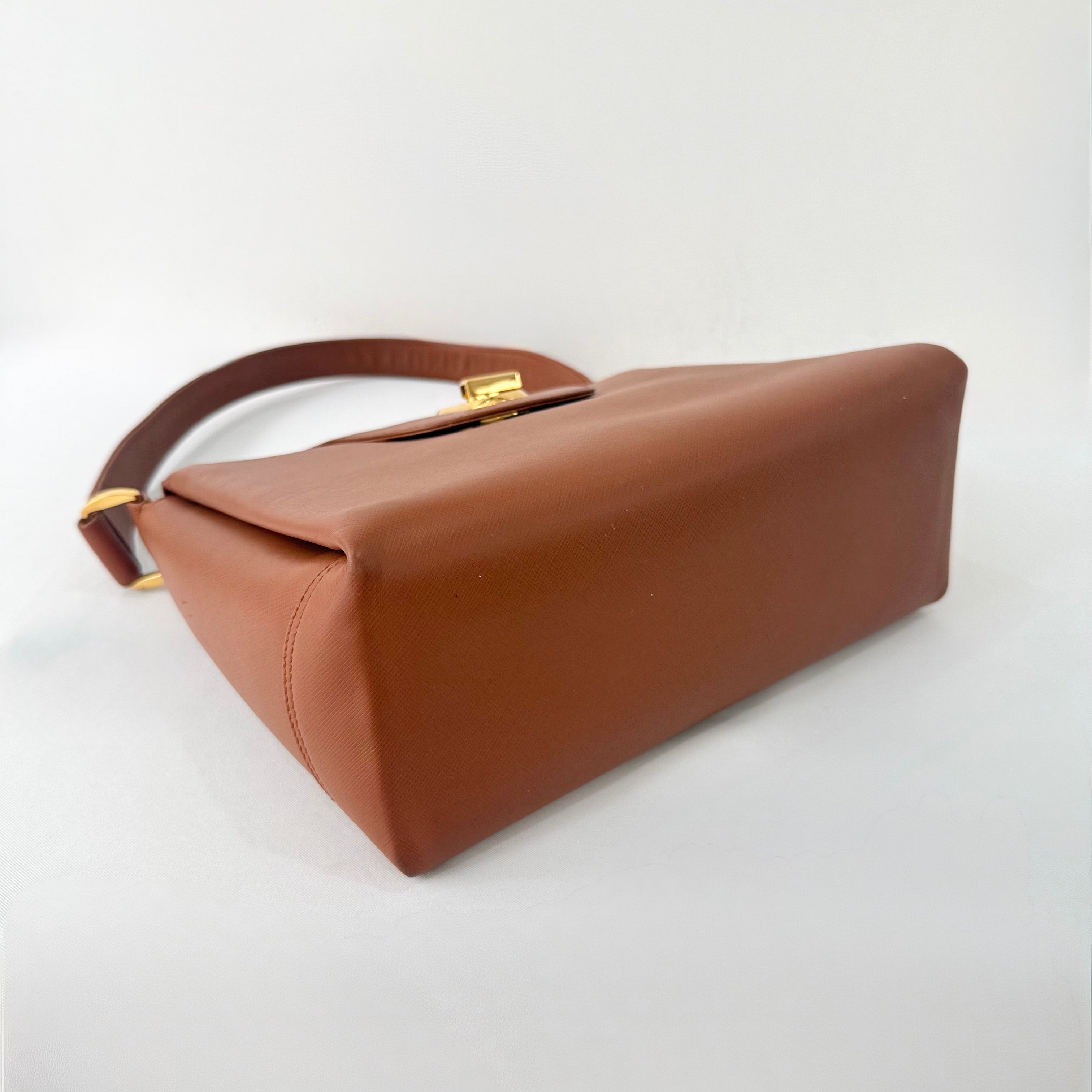 Gucci Vintage Brown Leather Turnlock Bag