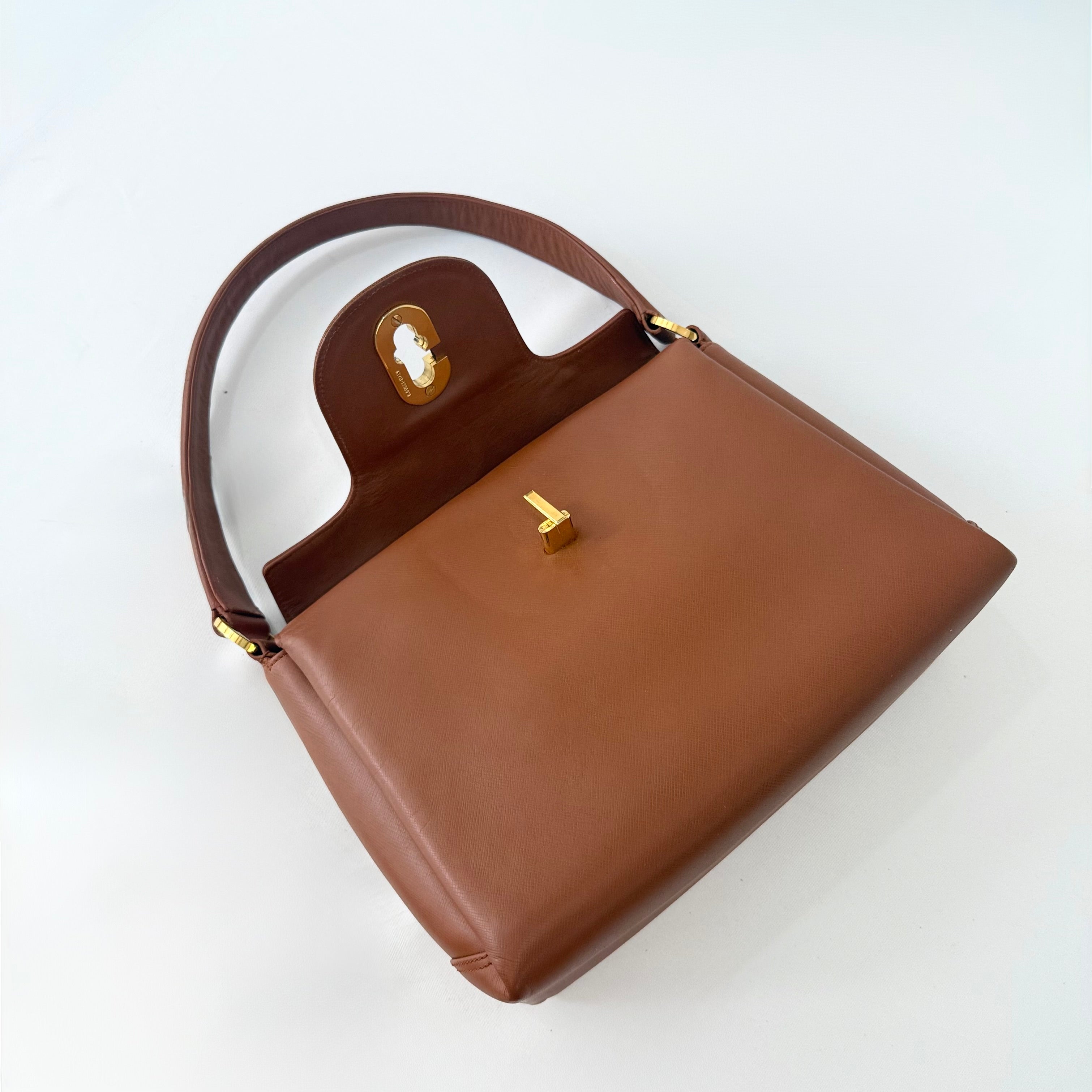 Gucci Vintage Brown Leather Turnlock Bag