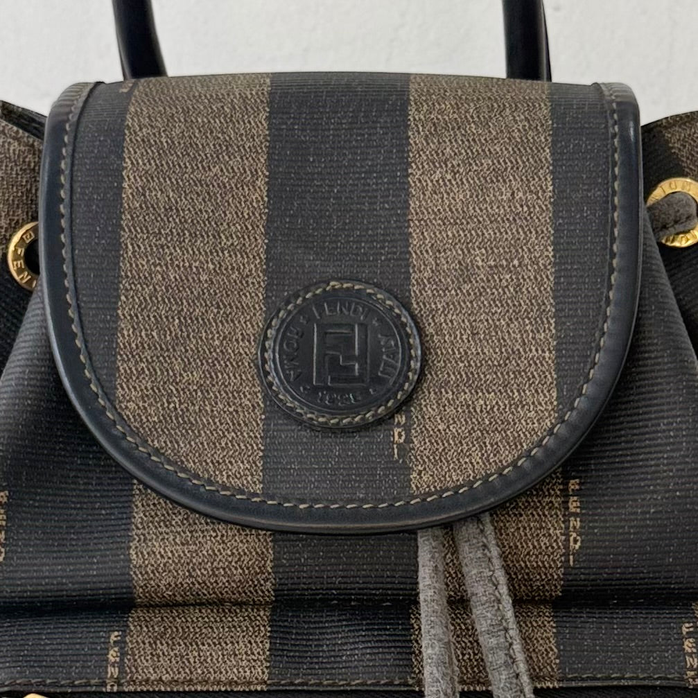 Fendi Vintage Backpack in Brown Pequin Striped