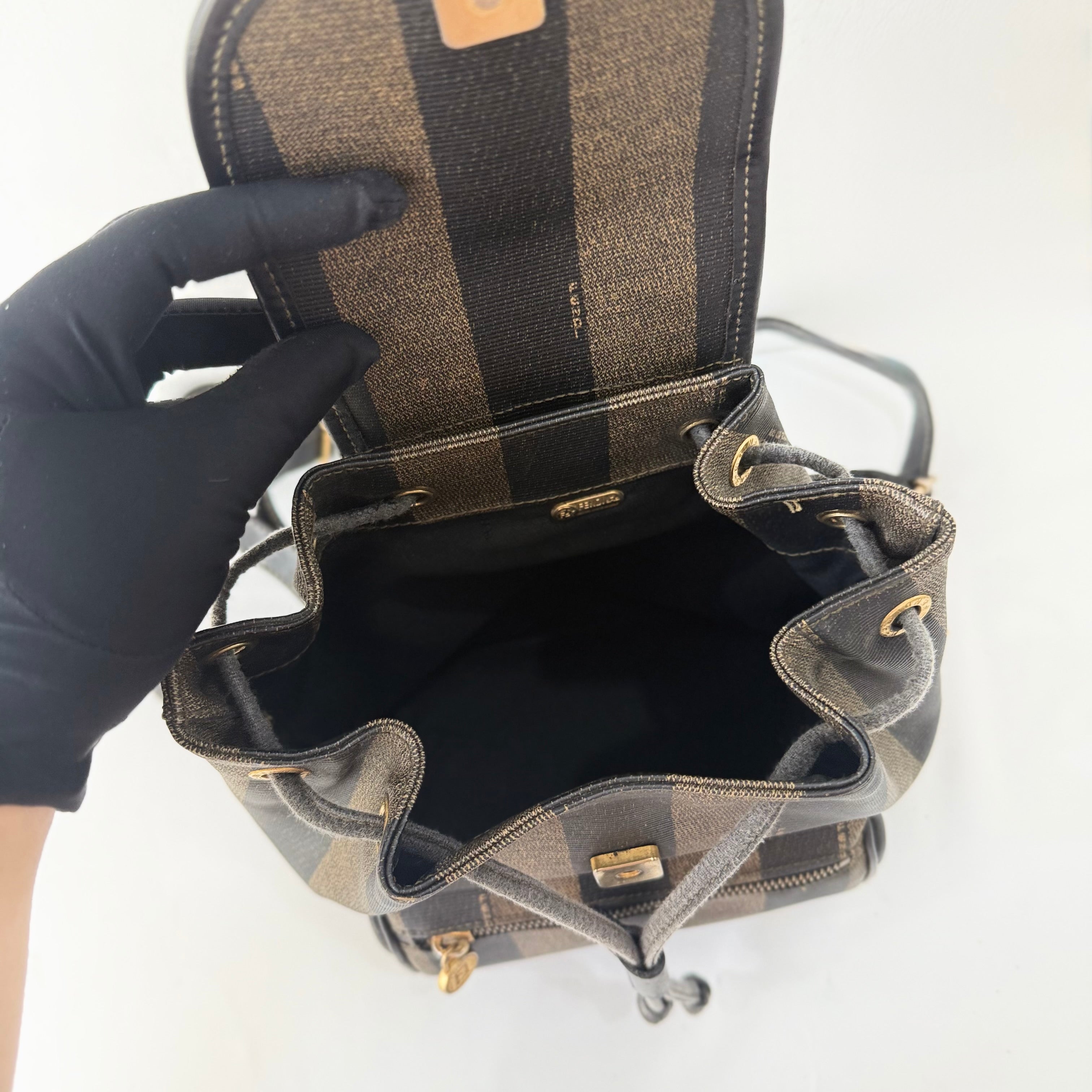 Fendi Vintage Backpack in Brown Pequin Striped