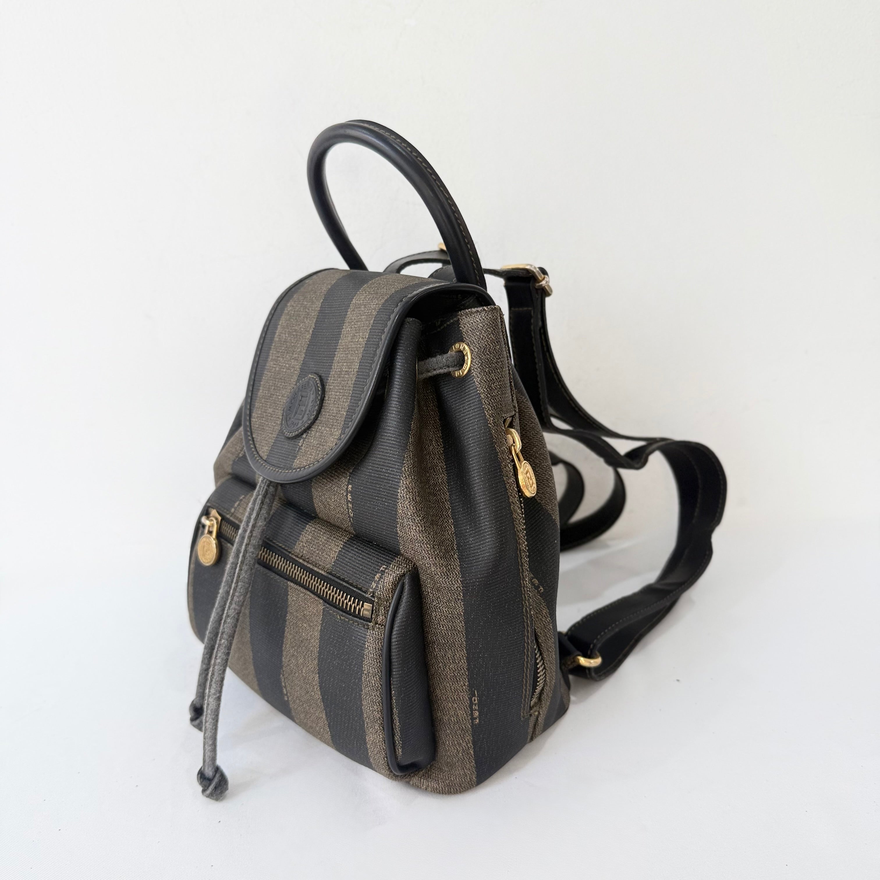 Fendi Vintage Backpack in Brown Pequin Striped