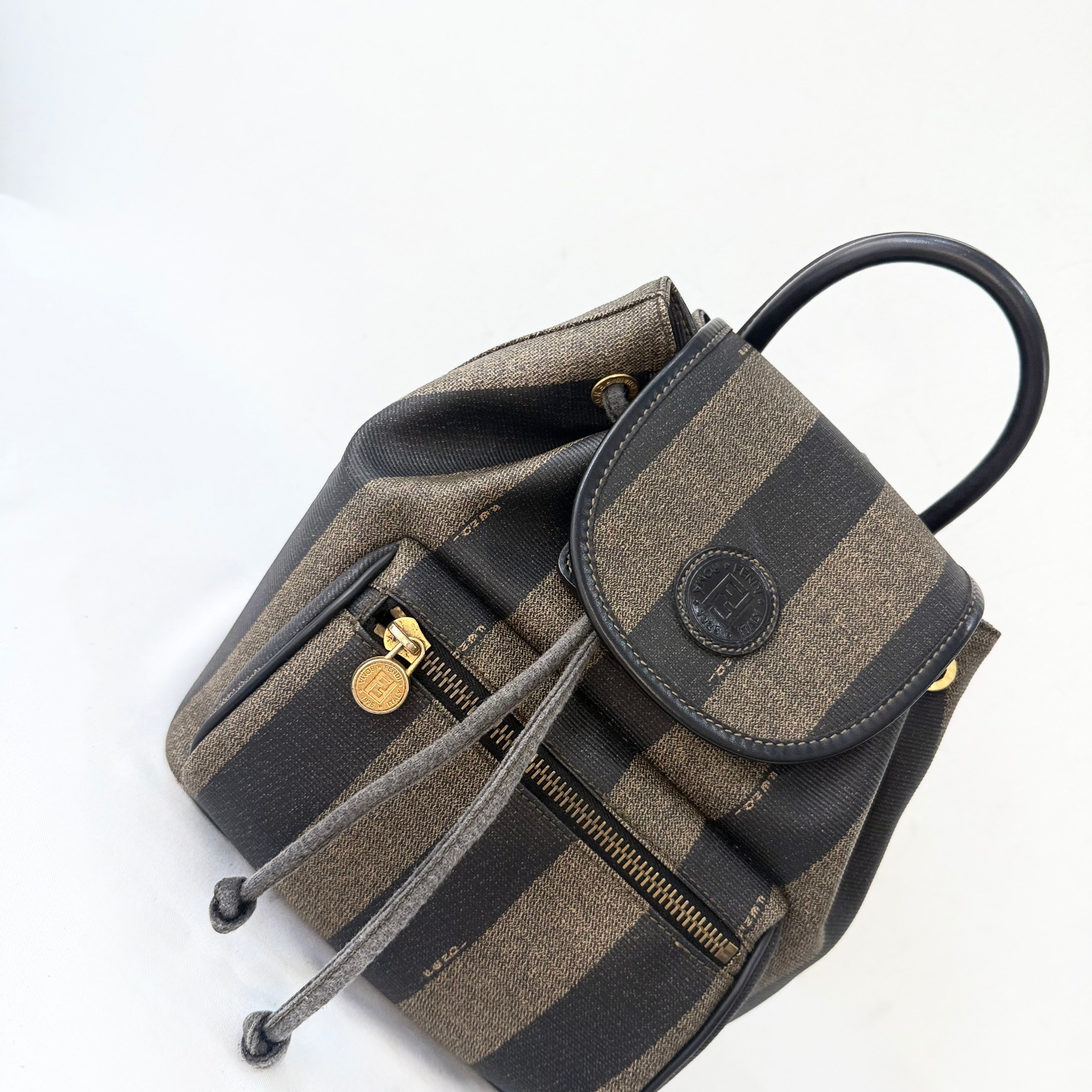 Fendi Vintage Backpack in Brown Pequin Striped