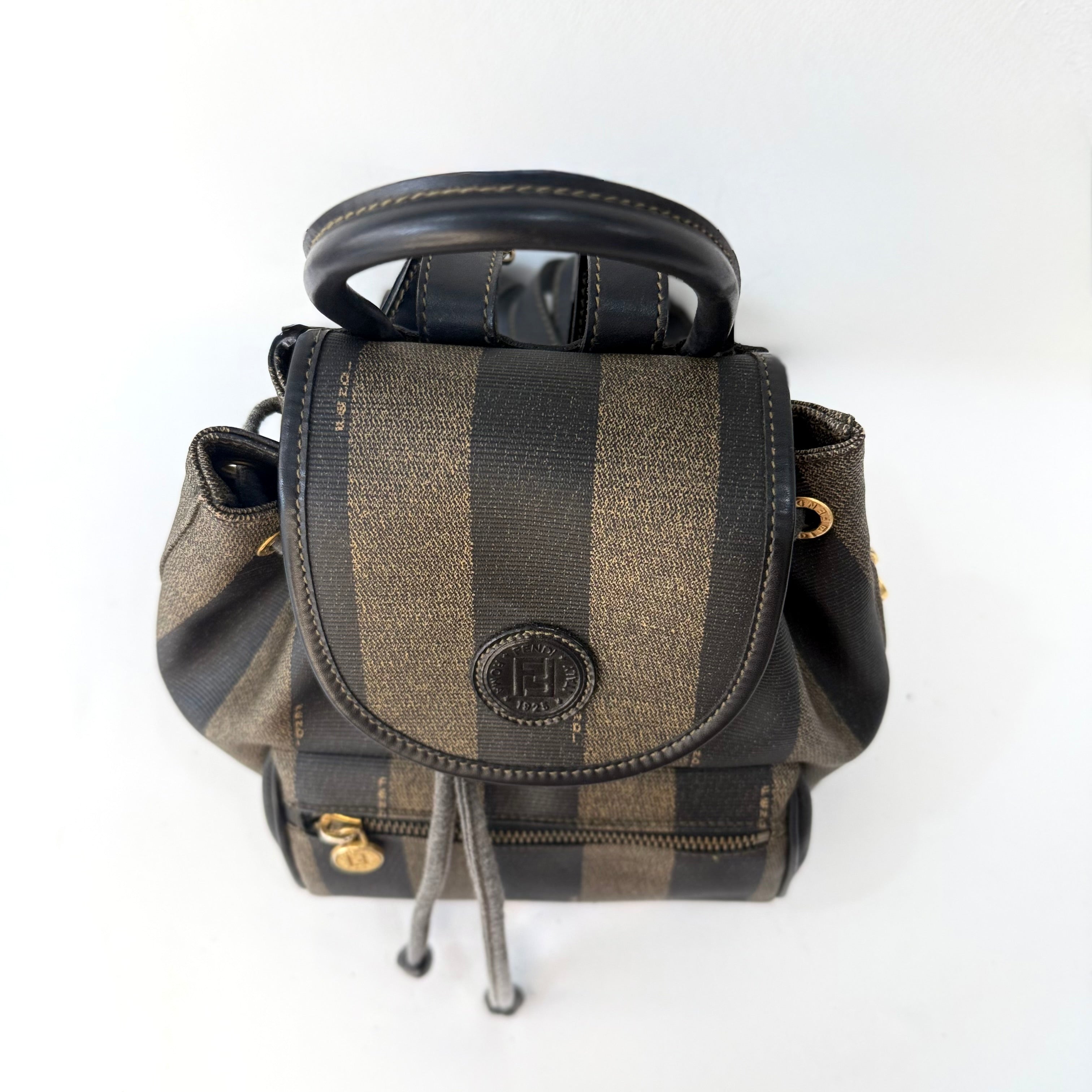 Fendi Vintage Backpack in Brown Pequin Striped