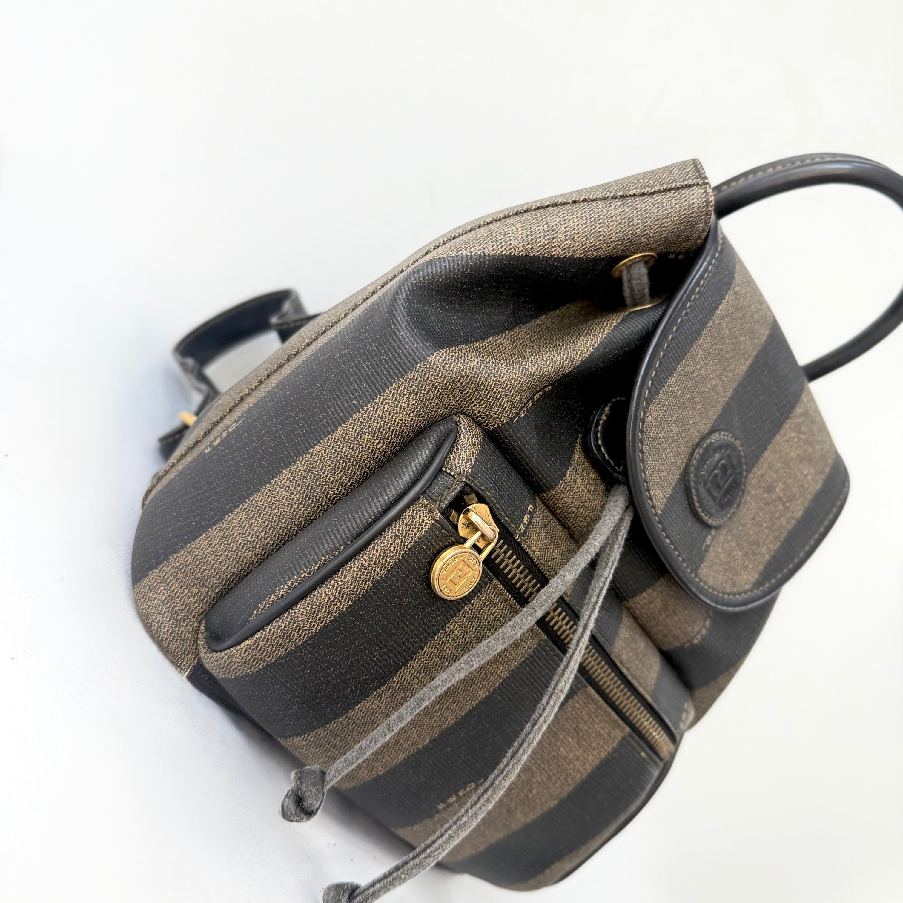 Fendi Vintage Backpack in Brown Pequin Striped
