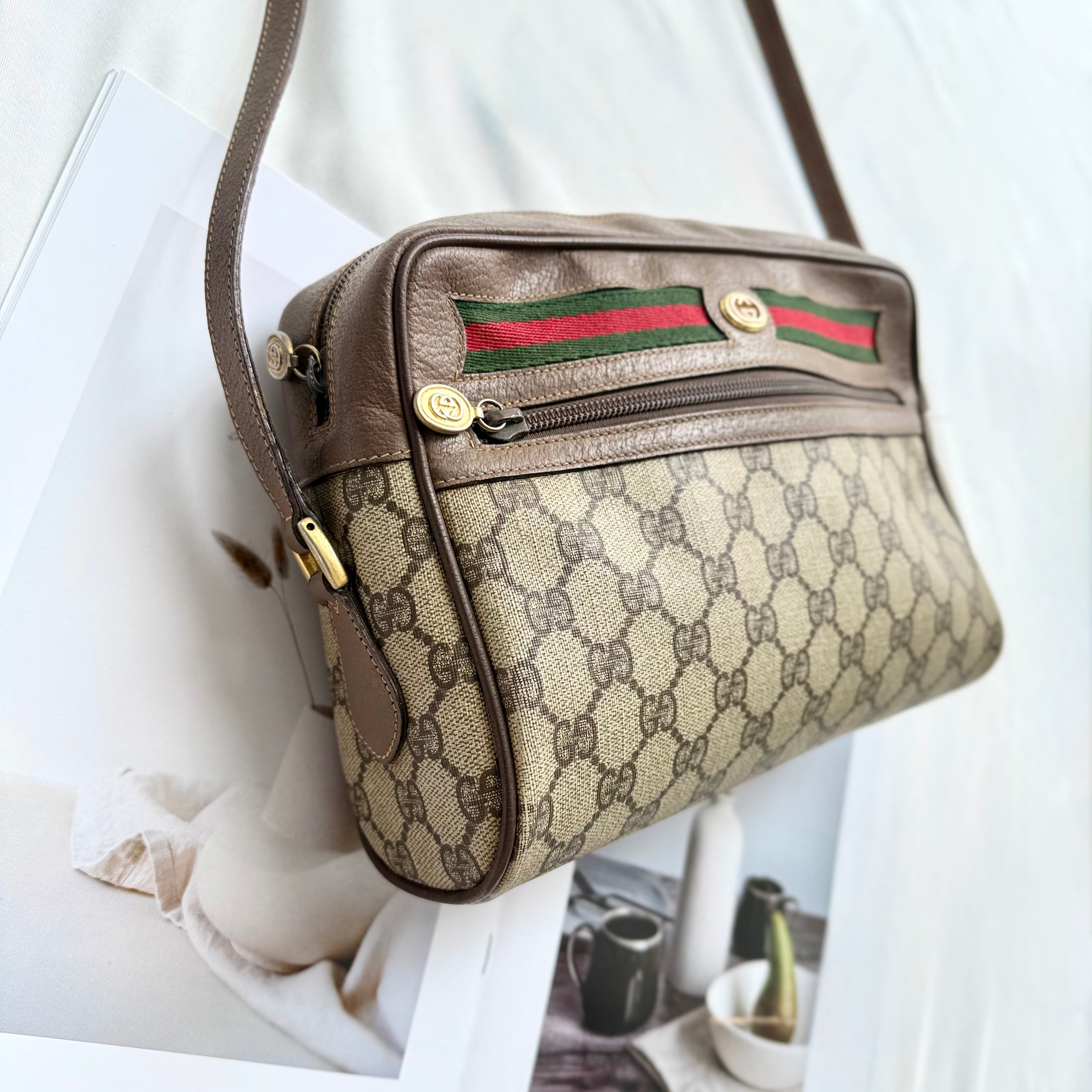 Gucci Ophidia GG Web Sherry Line Crossbody