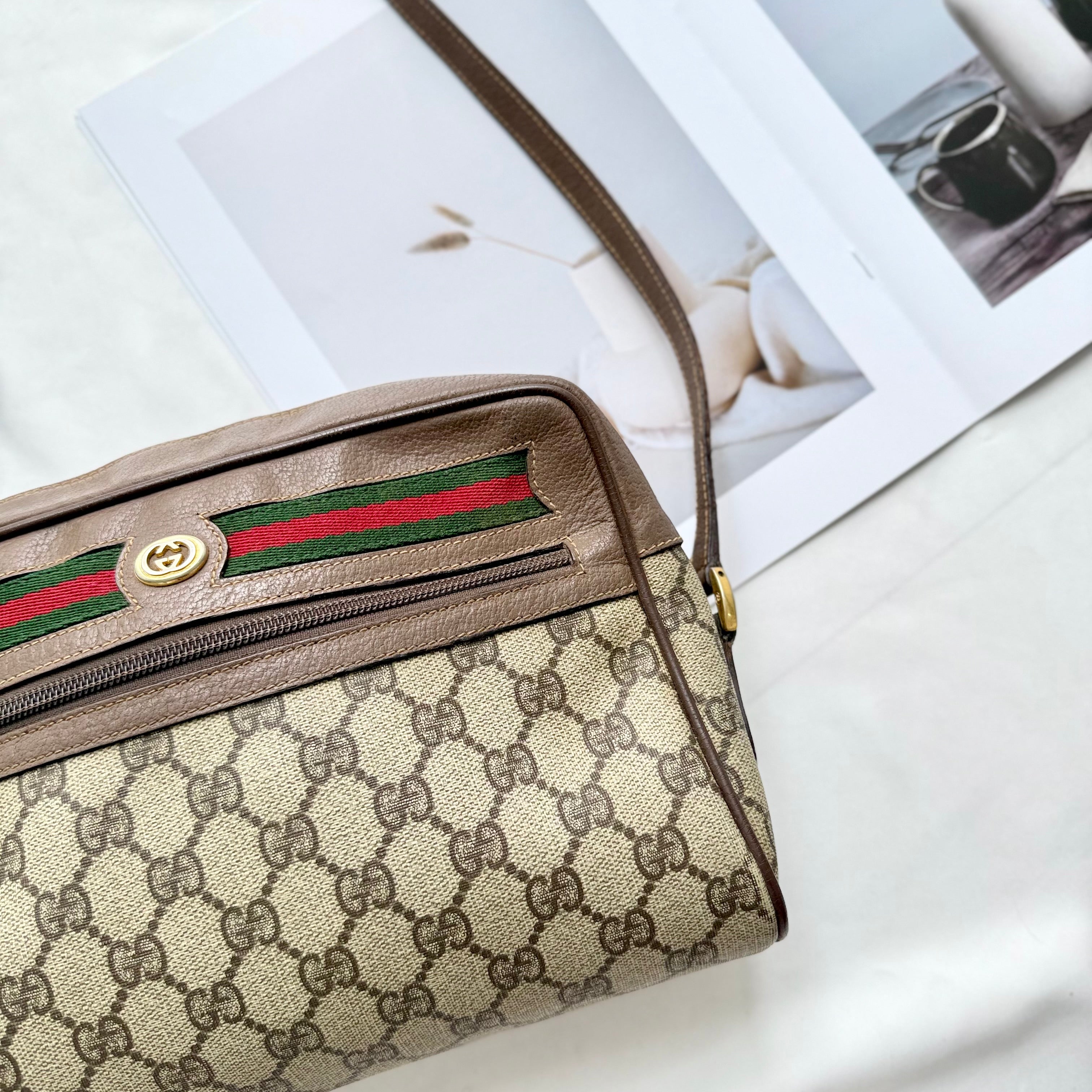 Gucci Ophidia GG Web Sherry Line Crossbody