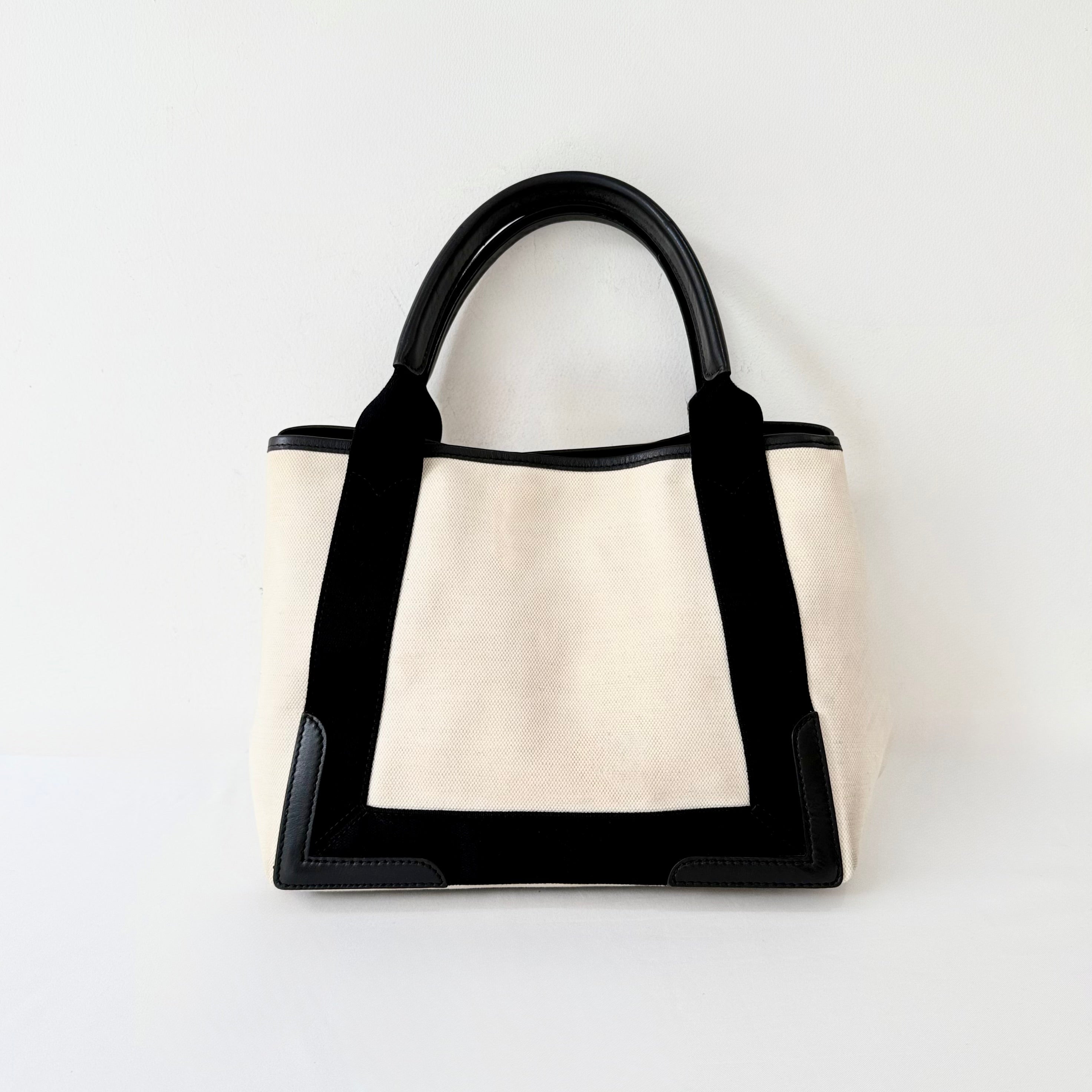 Balenciaga Cabas Tote Bag Canvas/Calfskin Beige/Black