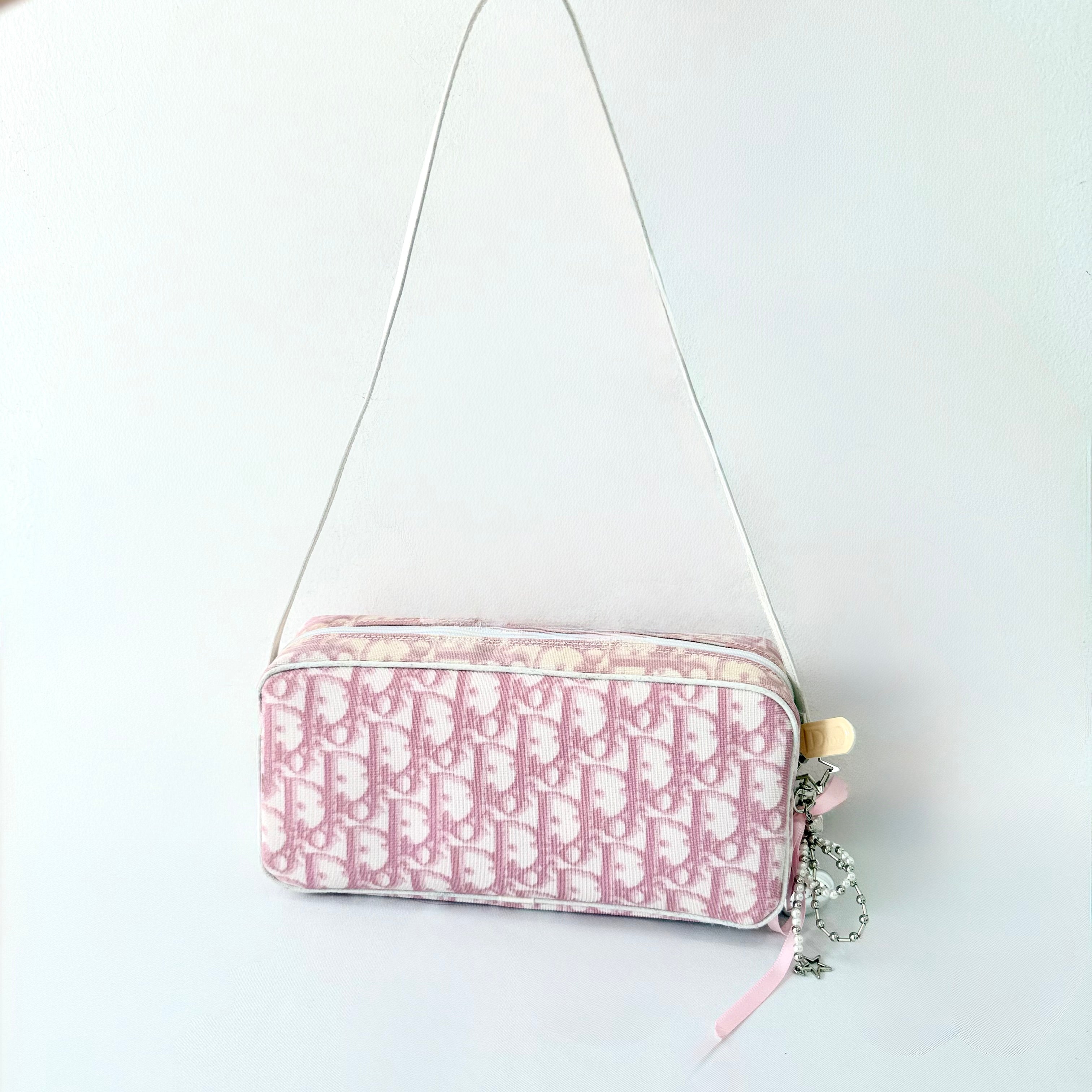 Christian Dior Girly Pink Trotter Monogram Shoulder Bag