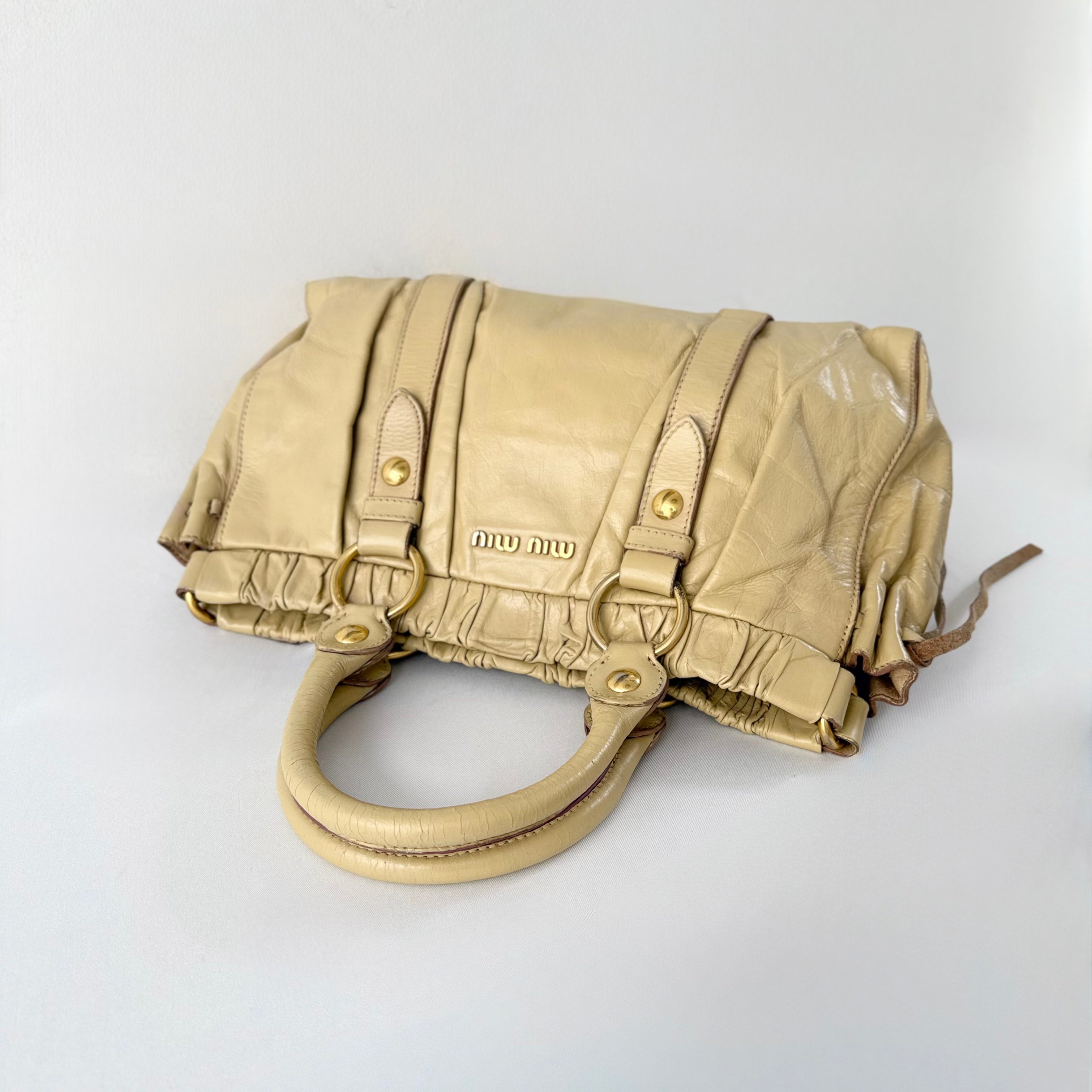 Miu Miu Beige Leather Vitello Lux Shoulder Bag