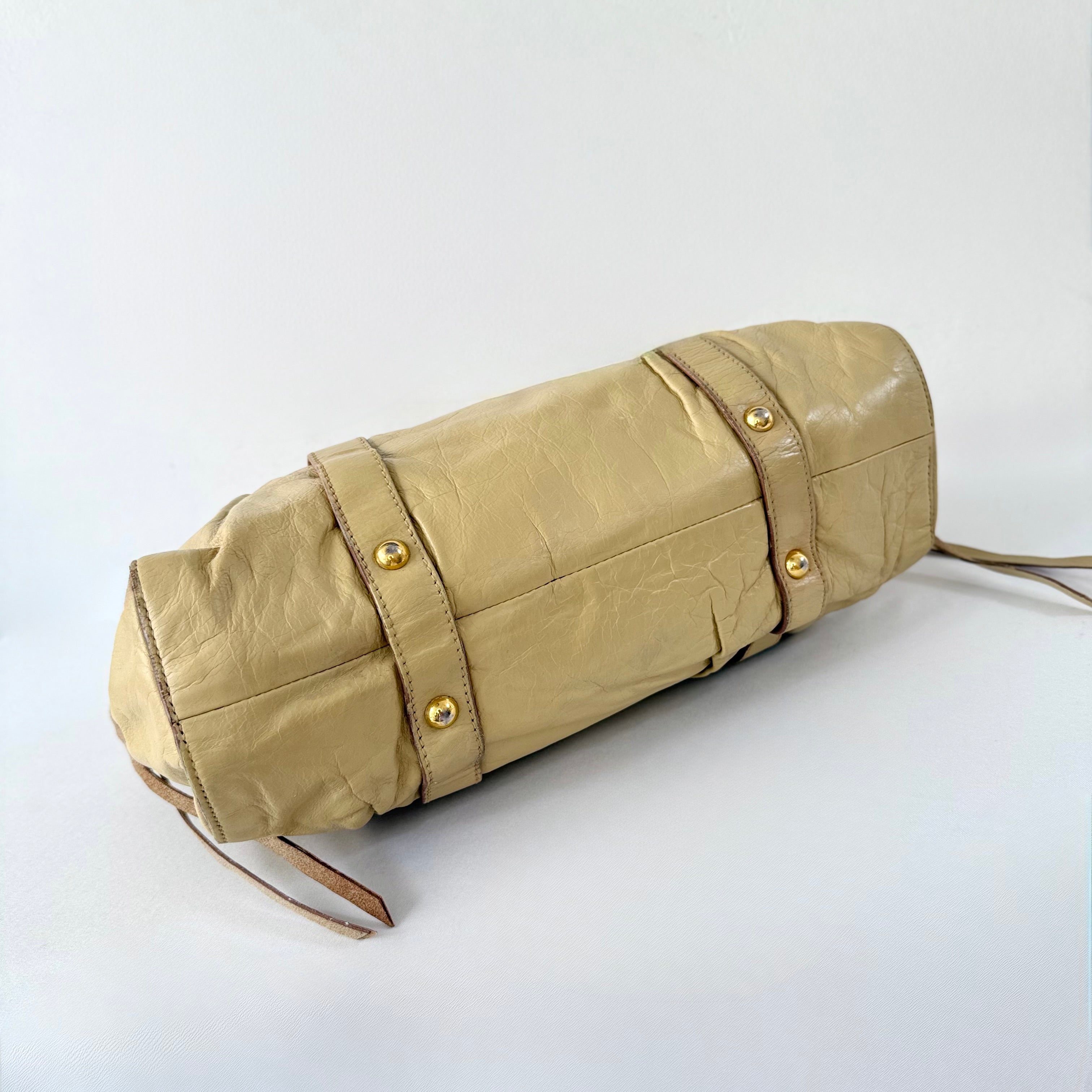 Miu Miu Beige Leather Vitello Lux Shoulder Bag