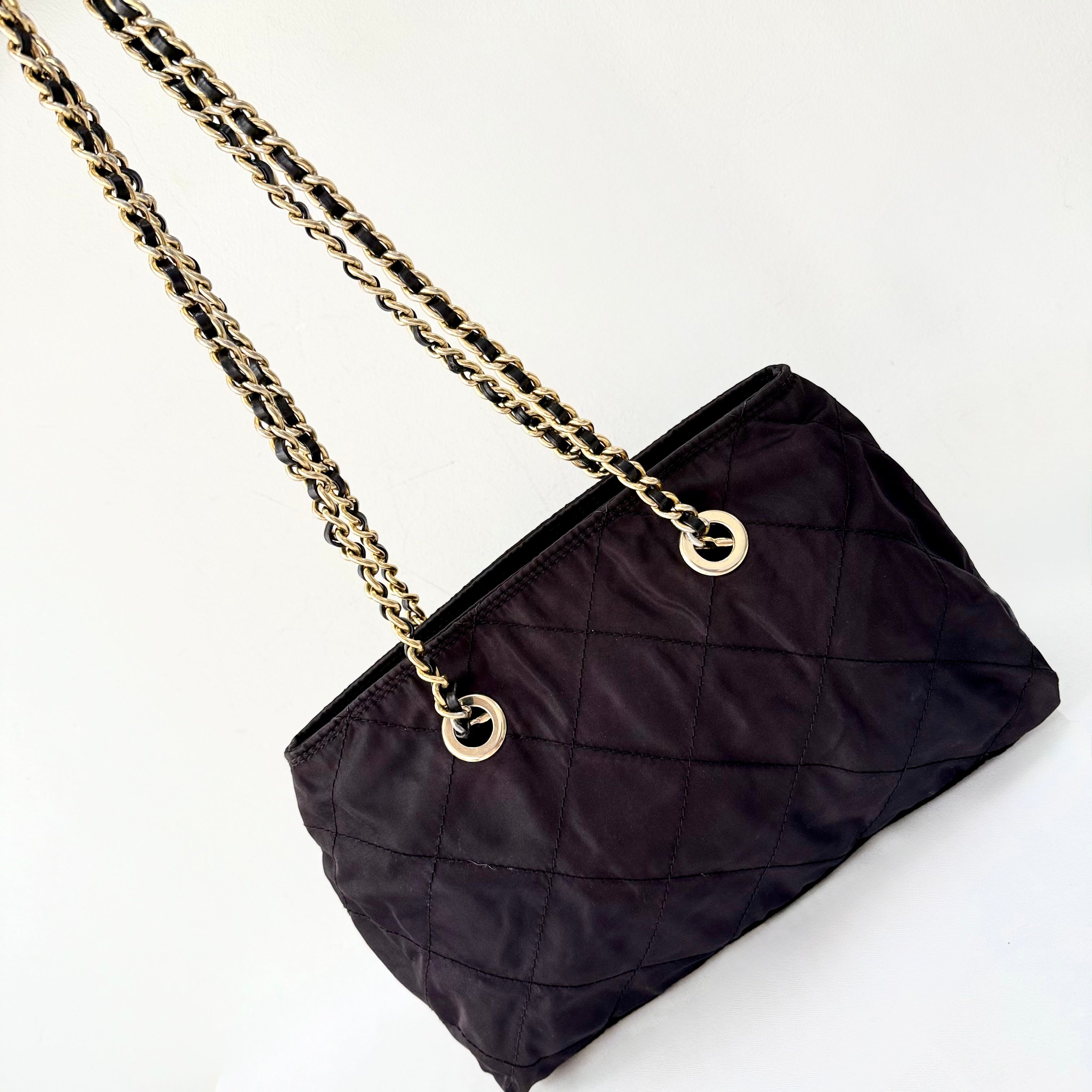 PRADA Quilted Tessuto Nylon Chain Shoulder Bag