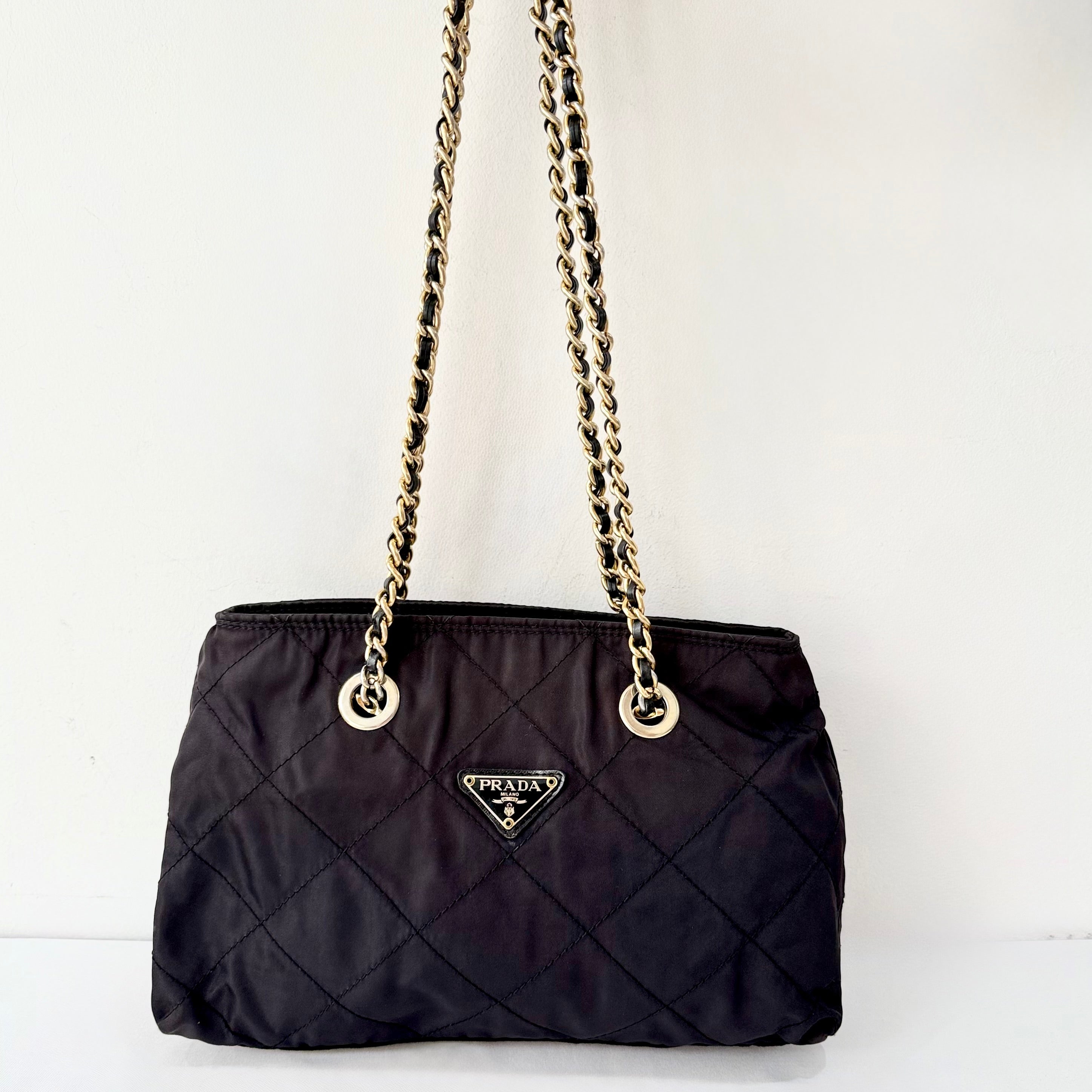 PRADA Quilted Tessuto Nylon Chain Shoulder Bag