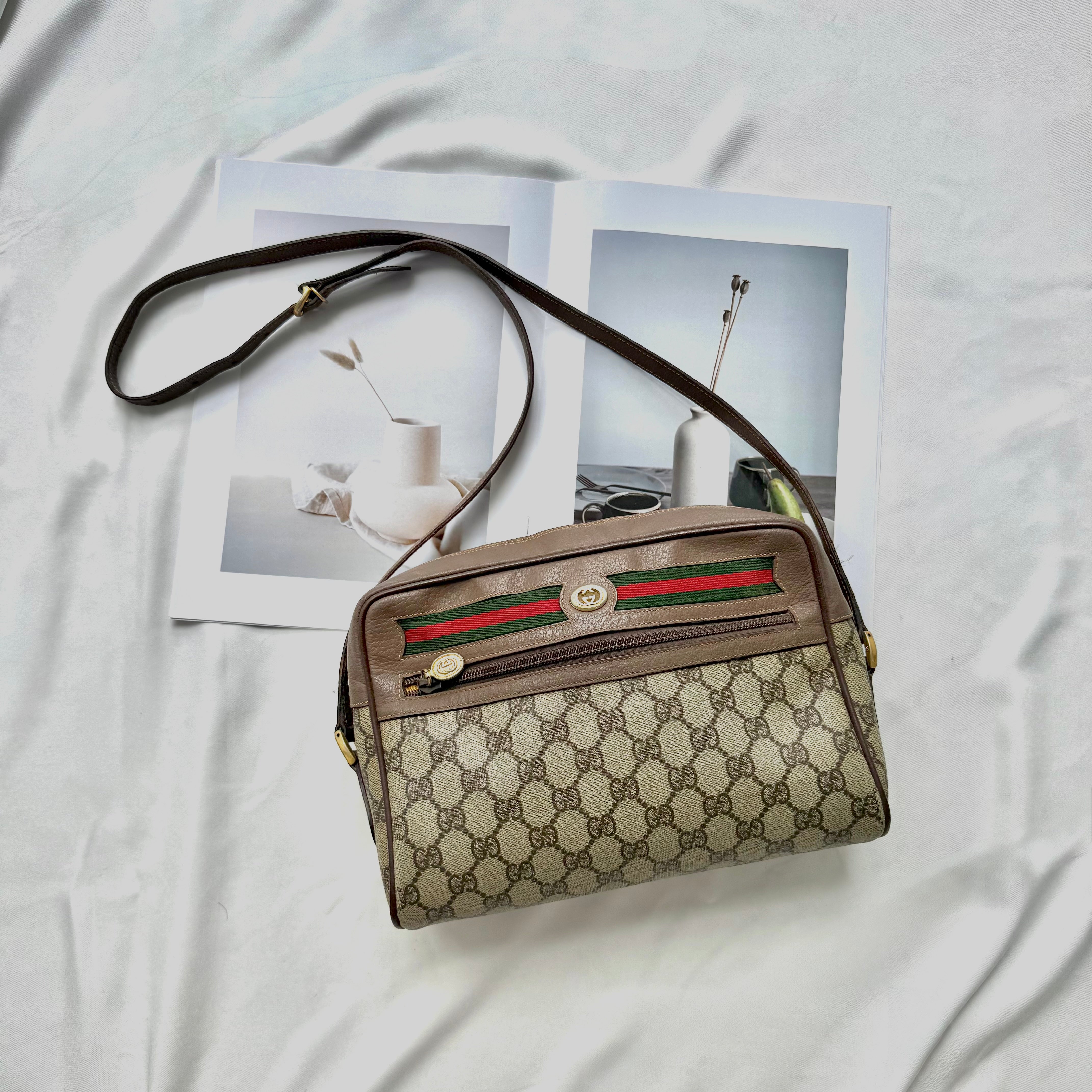 Gucci Ophidia GG Web Sherry Line Crossbody