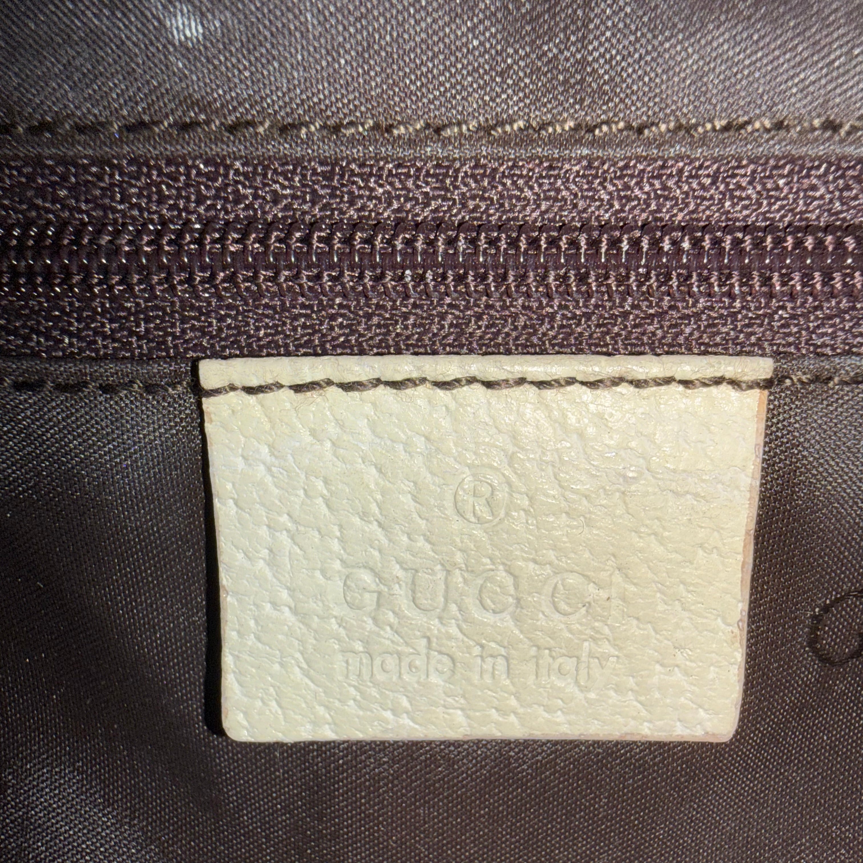 Gucci Jackie White Leather and Beige Canvas Bag